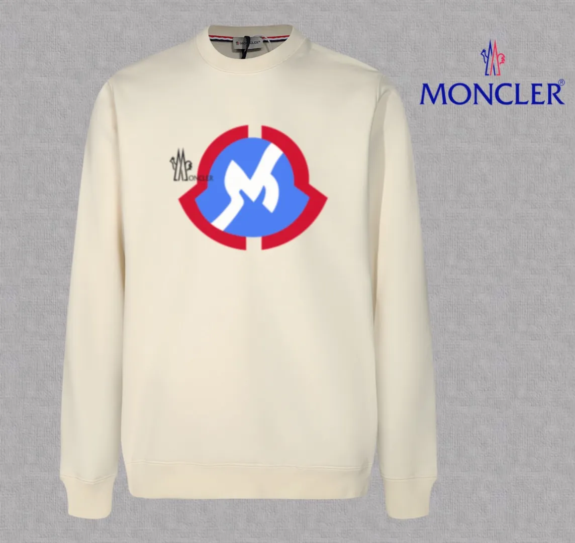 P210 High-version sweatshirt) [Long-term stock] 〖𝐌𝐎𝐍𝐂𝐋𝐄𝐑~Mask〗 Made of 440g heavy-weight fabric. It is different from the market currency. It can be matched with any variety and is properly handsome. 😎The whole dress is made of double waistcoats. The double waistcoats make the whole dress more three-dimensional. Not ordinary factories can do such fine work. 2025 Spring runway version of the T stage, on sale at the counter, round neck terry sweatshirt, high-end double-strand pure cotton, custom-made stretch ribs, dyed in the same vat, complete with three standards, matched with exquisite embroidered LOGO on the chest, simple and advanced, same style for men and women. Color: black, apricot, white, size: S M L XL 2XL
