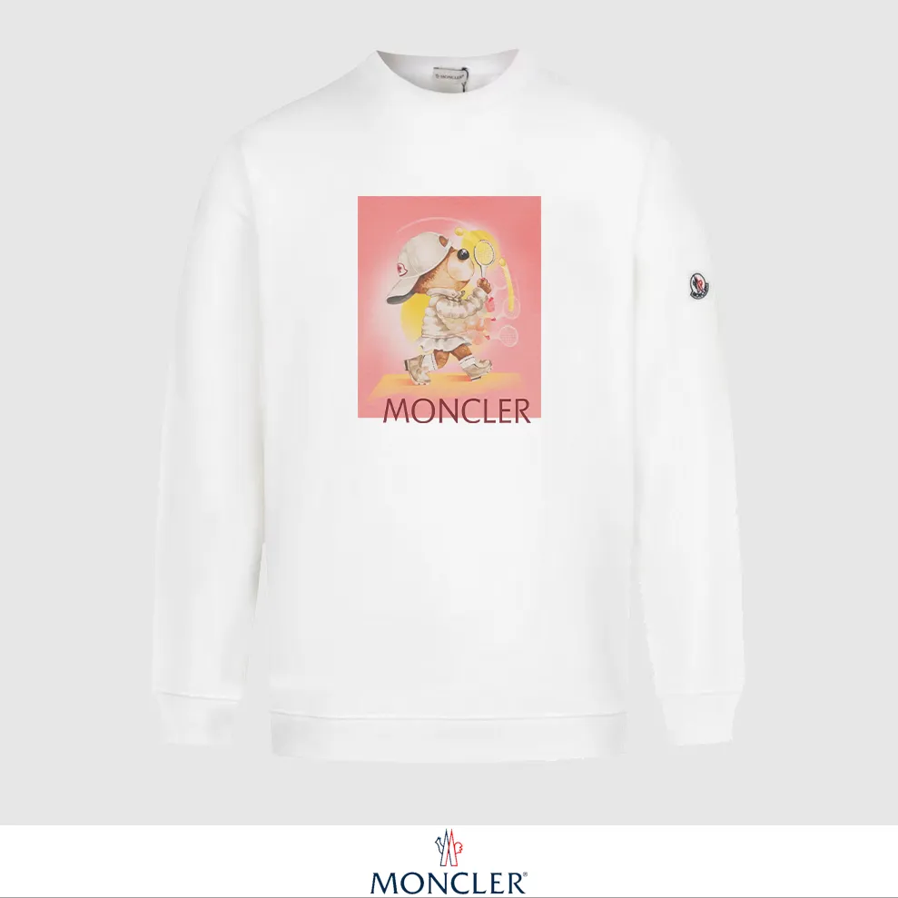 P240 Recommend the most popular Moncler masked 380g printed terry crew neck sweatshirt. Breathable pure cotton fabric. The texture is very soft and comfortable. No shrinkage, no deformation, no pilling). Original customized accessories. Collar label. Wash mark. Hang tag. Packaging (perfect details). Color: White. Black. Size: XS S M L.