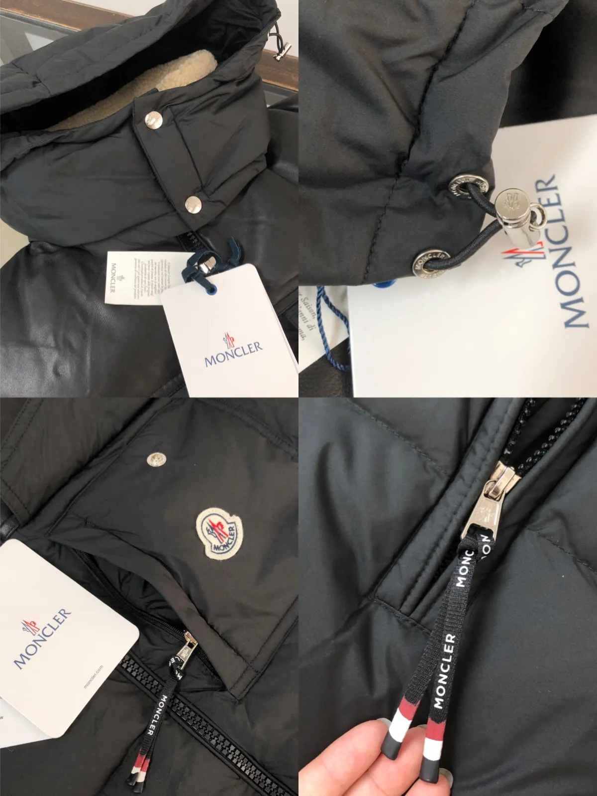 P1080 🆕⬆️Moncler Braye short men's down jacket jacket (imported sheepskin➕lamb wool splicing) 90 duck down filling Braye down jacket is made of water-repellent fabric, with wool trim and removable hood, it is the ideal companion for men's outdoor adventures! Designed with exploration in mind, the Braye down jacket is made from water-repellent nylon. The cropped silhouette has a stand-up collar and is lined with the wool of a classic bomber jacket, a nod to the first aviators to fly over the North Pole. The chest patch pocket is inspired by the brand’s iconic Karakorum jacket, inspired by the first Italian explorers to summit K2. •Made from water-repellent fabric •Polyester lining •Down filling •Collar with fleece lining and snap-stud closure •Removable, adjustable hood with water-repellent fabric lining •Front and back yoke •Zip closure •Zip pockets •Leather pocket lip and chest pocket flap •Cuffs with snap closure •Elastic drawstring hem Size: 1-2-3-4-5 (M~3xl)