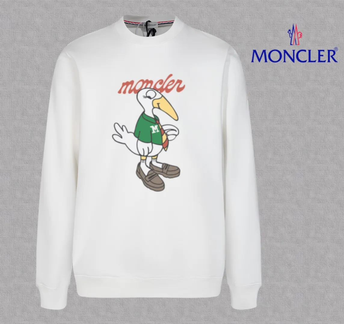 P210 High-version sweatshirt) [Long-term stock] 〖𝐌𝐎𝐍𝐂𝐋𝐄𝐑~Mask〗 Made of 440g heavy-weight fabric. It is different from the market currency. It can be matched with any variety and is properly handsome. 😎The whole dress is made of double waistcoats. The double waistcoats make the whole dress more three-dimensional. Not ordinary factories can do such fine work. 2025 Spring catwalk version of the T stage, on sale at the counter, exquisitely printed round neck terry sweatshirt, high-end double-ply cotton, custom-made stretch ribs, dyed in the same vat, complete with three standards, matched with digital printing patterns and very breathable, same style for men and women, color: black, white, apricot, size: S M L XL 2XL