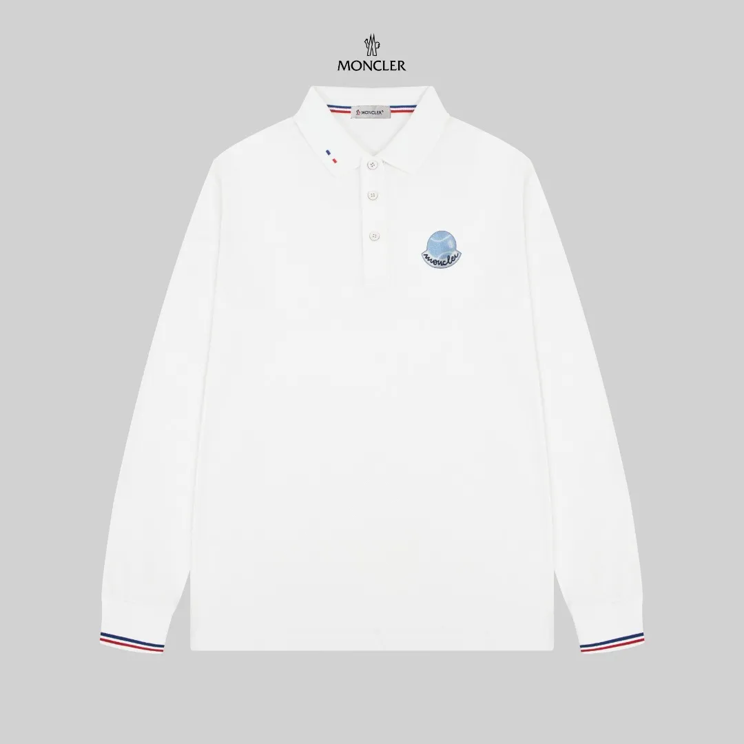 P210 MONCLER/Mask 25SS new logo embroidered lapel long-sleeved Polo shirt.  A simple yet refined T-shirt. The best item to create a modern and elegant look. Excellent channel product! Customer-supplied Piquet porous fiber pique cotton fabric, which can be called a "breathing fabric."  The unparalleled texture is inseparable from the exquisite materials used in craft tailoring. The craft knitted quilted design makes the hand feel extremely smooth and delicate without any roughness. The original logo design is more luxurious and noble. The upper body is comfortable and classy. The hand feels very smooth and soft. It can be easily controlled regardless of business, fashion or leisure. The age span is very large, which conforms to the trendy and practical dressing customs. It is the first choice for senior urban fashion people.  Black/white/Tibetan orchid Size: M~3XL