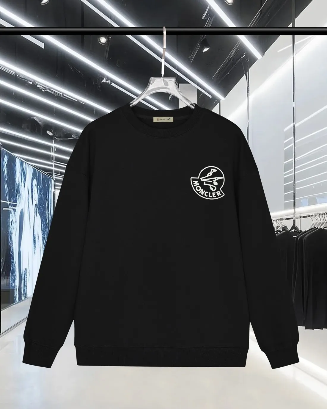 P220 (Next day shipping) MONCLER/Mousse 2025Fw new autumn and winter style 400g pullover round neck long-sleeved sweatshirt Three-dimensional offset letter logo embossed technology Same style for men and women Brand classic Pure cotton fabric Official synchronization High version High quality Fashion personality Versatile trend Pure original quality Original fabric Hang tag Collar label Washed wheat Three complete labels Color: Black. White. Size: S-XL
