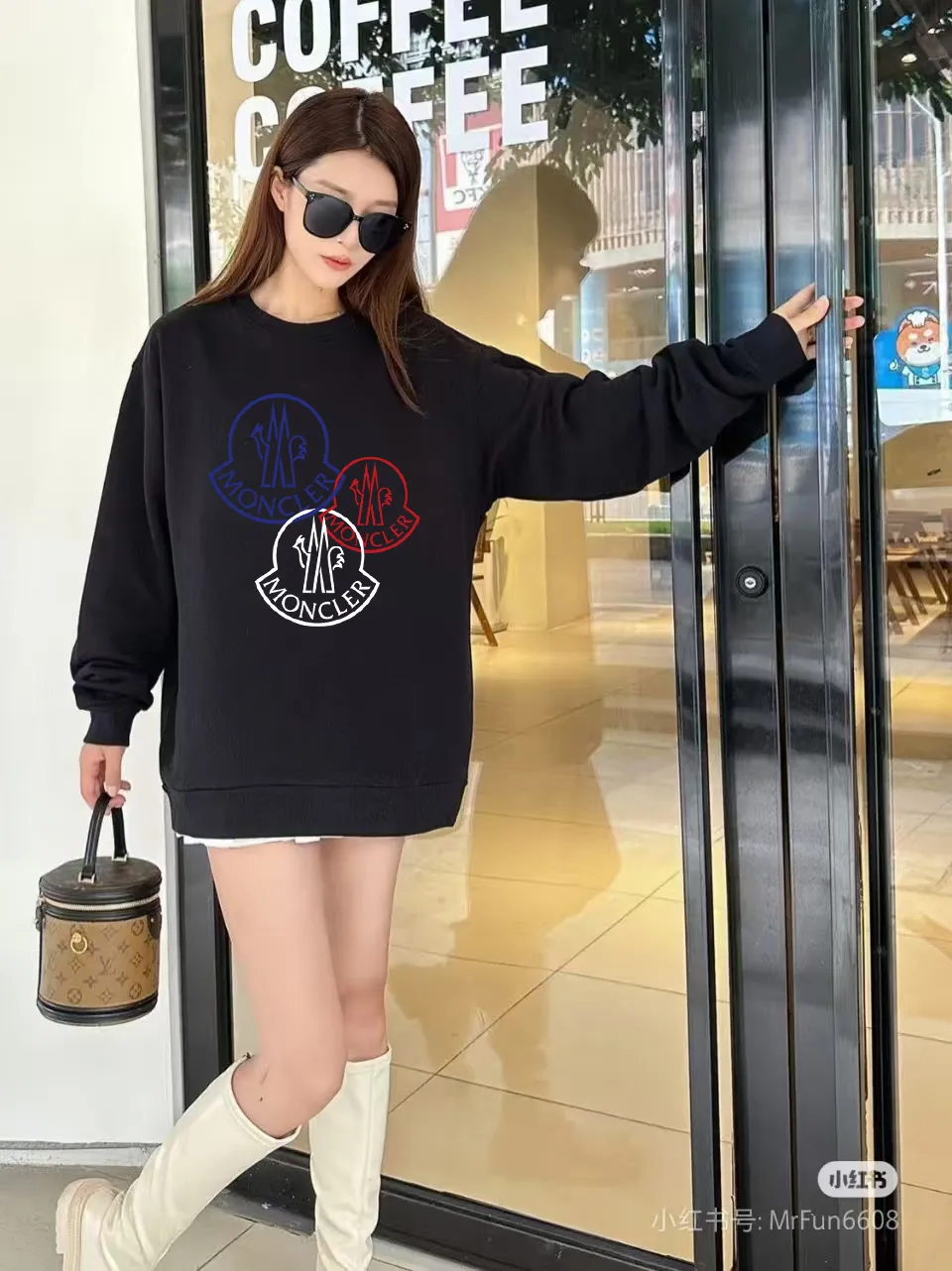 P190 🔥[Moncler] 2025 autumn and winter new round neck sweatshirt High-end pure cotton double-ply 400g heavy terry fabric Color: Black White Size: S M L XL 2XL