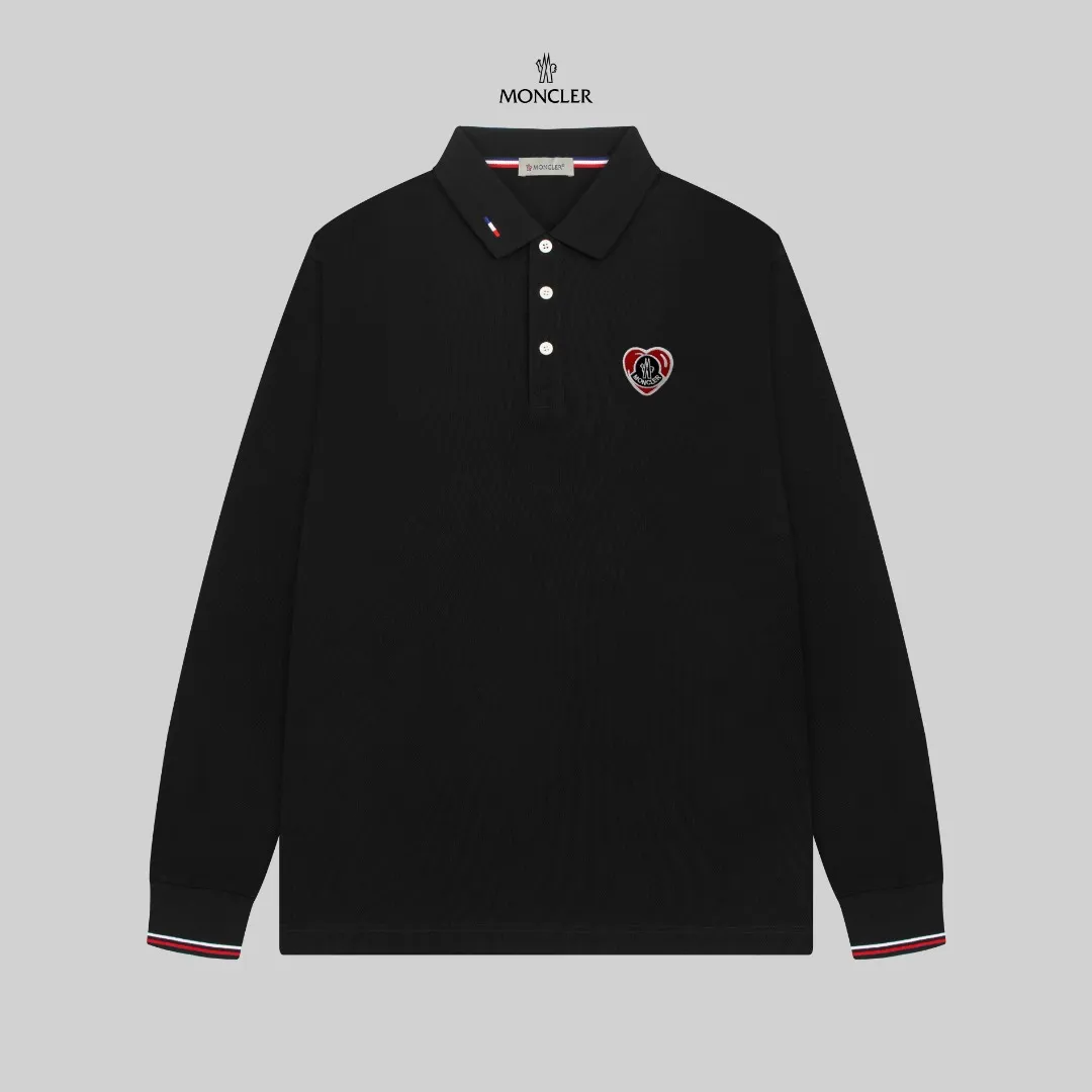 P210 MONCLER/Mask 25SS new logo embroidered lapel long-sleeved Polo shirt.  A simple yet refined T-shirt. The best item to create a modern and elegant look. Excellent channel product! Customer-supplied Piquet porous fiber pique cotton fabric, which can be called a "breathing fabric."  The unparalleled texture is inseparable from the exquisite materials used in craft tailoring. The craft knitted quilted design makes the hand feel extremely smooth and delicate without any roughness. The original logo design is more luxurious and noble. The upper body is comfortable and classy. The hand feels very smooth and soft. It can be easily controlled regardless of business, fashion or leisure. The age span is very large, which conforms to the trendy and practical dressing customs. It is the first choice for senior urban fashion people.  Black/white/Tibetan orchid Size: M~3XL
