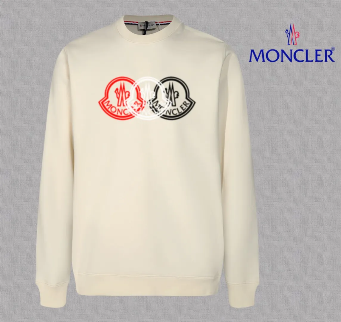 P210 High-version sweatshirt) [Long-term stock] 〖𝐌𝐎𝐍𝐂𝐋𝐄𝐑~Mask〗 Made of 440g heavy-weight fabric. It is different from the market currency. It can be matched with any variety and is properly handsome. 😎The whole dress is made of double waistcoats. The double waistcoats make the whole dress more three-dimensional. Not ordinary factories can do such fine work. 2025 Spring runway version of the T stage, on sale at the counter, round neck terry sweatshirt, high-end double-strand pure cotton, custom-made stretch ribs, dyed in the same vat, complete with three standards, matched with exquisite embroidered LOGO on the chest, simple and advanced, same style for men and women. Color: black, apricot, white, size: S M L XL 2XL