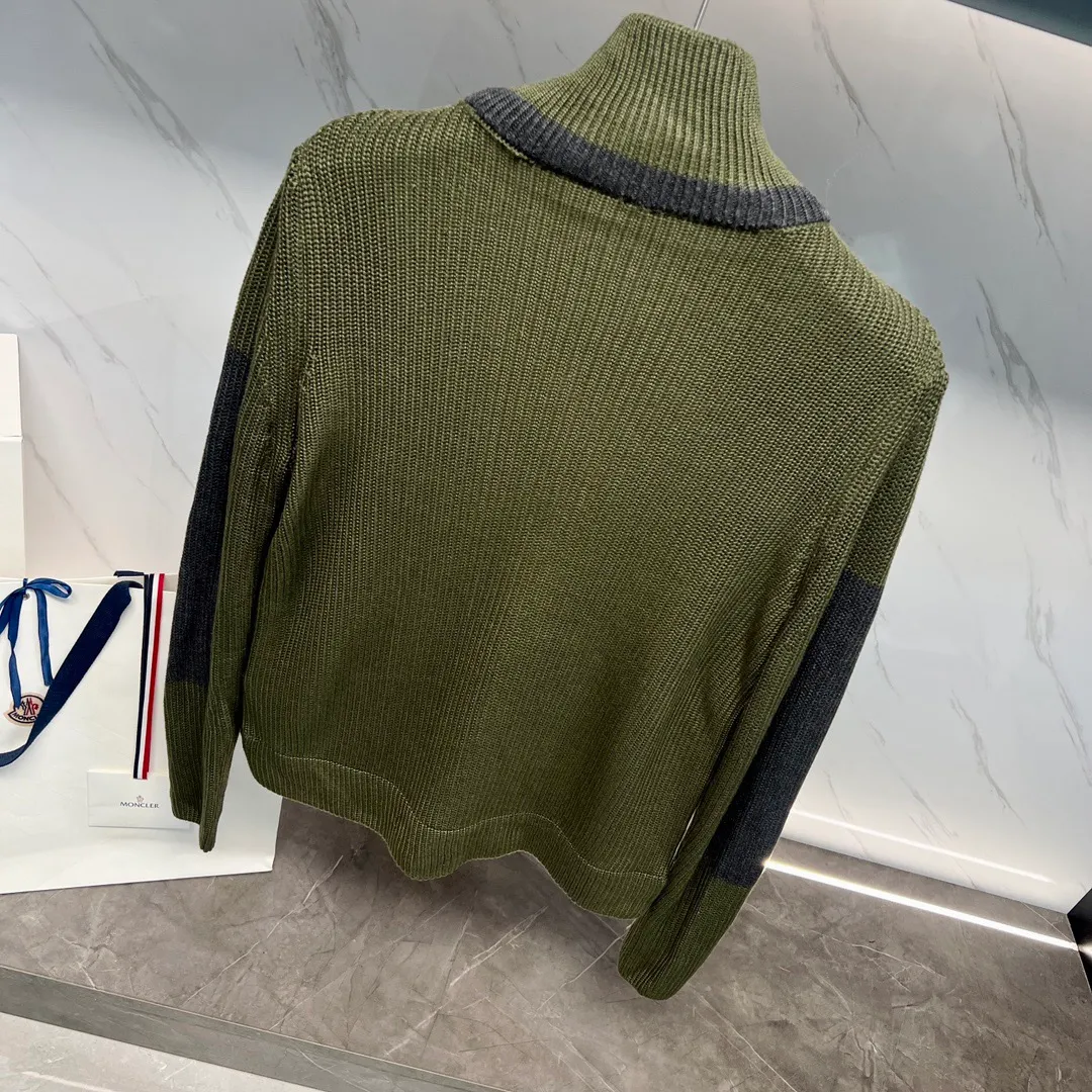 P680 Guangzhou high version Moncler Moncler knitted down solid color connecting zipper double pocket jacket thin coat black military green S M L XL