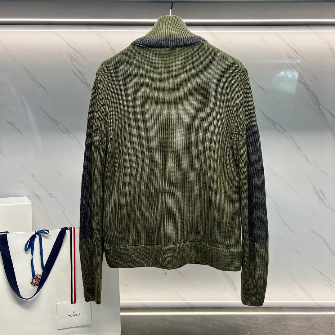 P680 Guangzhou high version Moncler Moncler knitted down solid color connecting zipper double pocket jacket thin coat black military green S M L XL