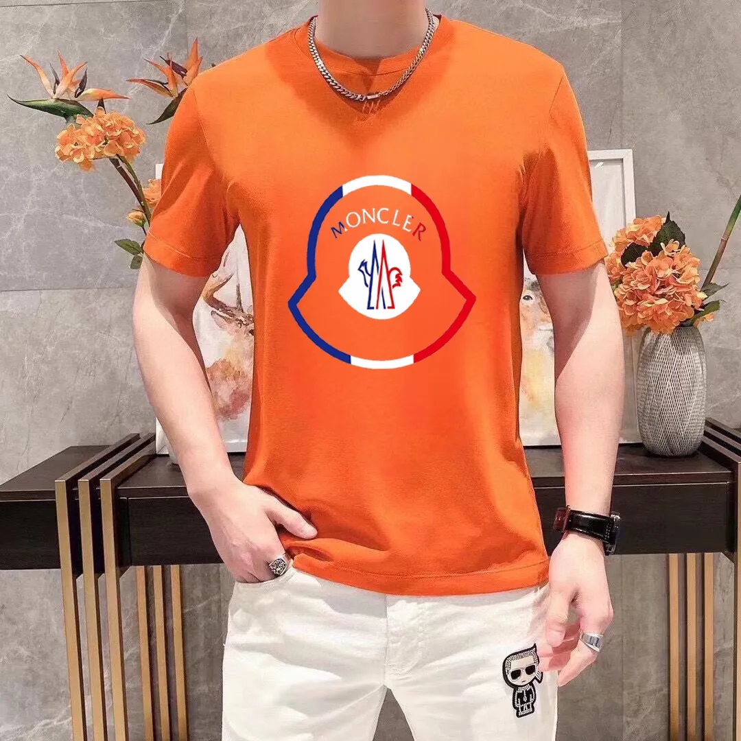 P140 Brand [MONCLER] (Good News for Fat People) original men's casual short-sleeved T-shirt, new product for spring and summer 2025, customized top-notch logo craftsmanship on the chest, matched with the entire details, quality and tailoring design are first-class, customized imported mercerized cotton fabric! Full of style, the color scheme is light and versatile. M-5XL (wear up to 220 pounds)