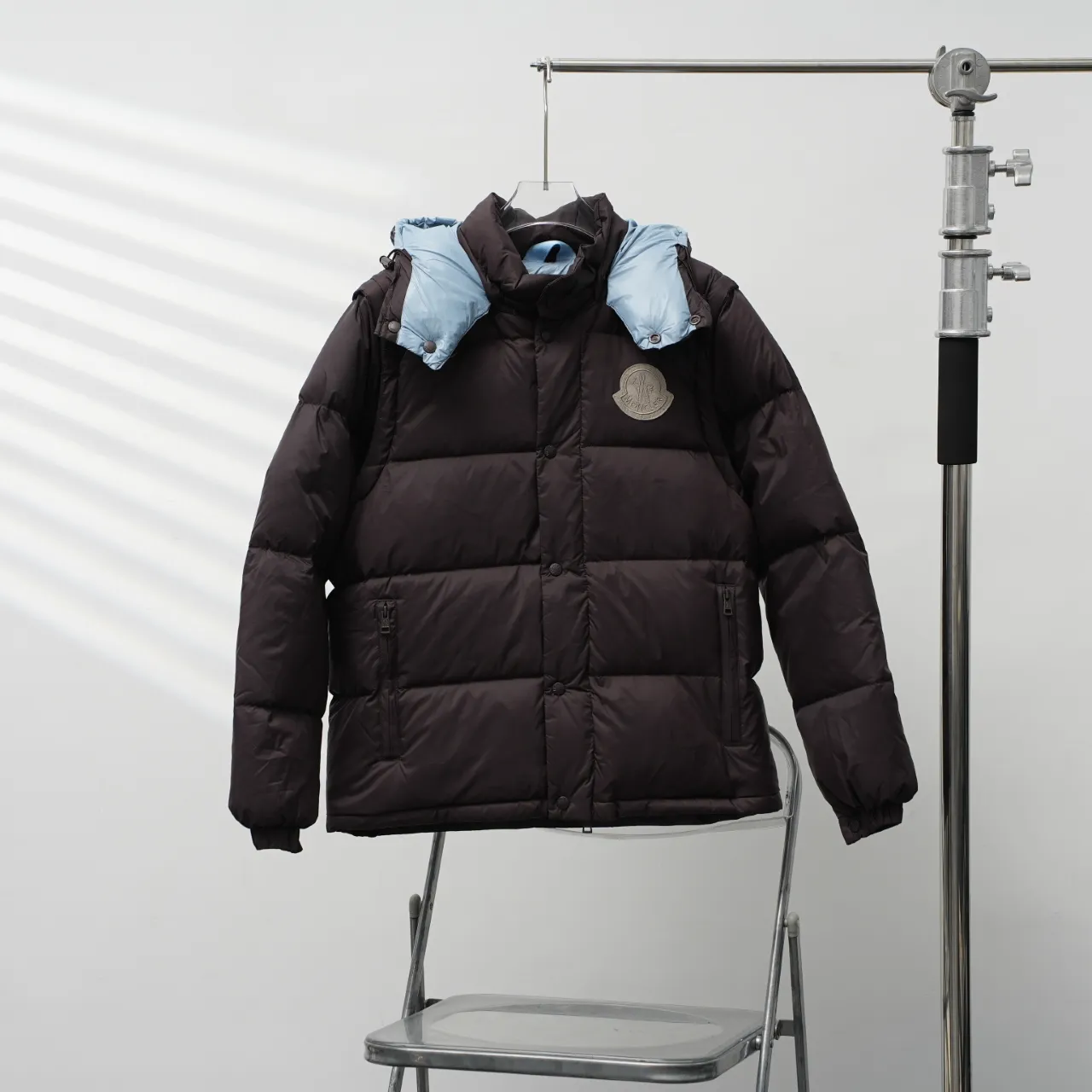P820 ​​MONCLER丨Muzzled two-in-one detachable sleeves hooded down jacket (sleeves can be removed to make a vest to wear alone) Color: dark brown Size: 1-5