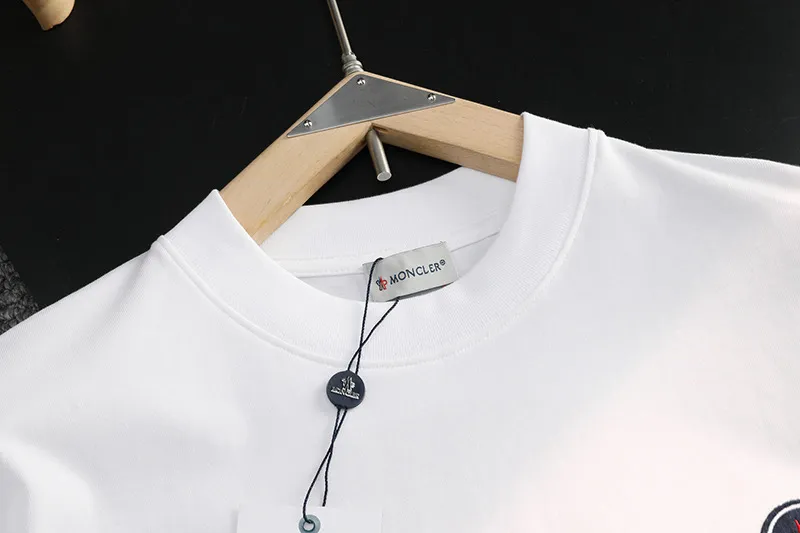 P170 MONCLER 2025 spring and summer new model, trendy hollow patch embroidery, round neck short-sleeved T-shirt, fashionable men and women, S M L XL XXL five sizes black white