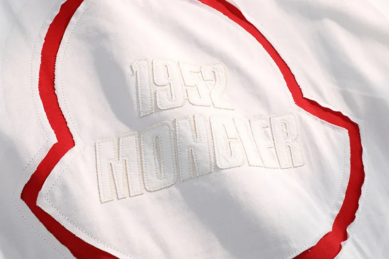 P170 MONCLER 2025 spring and summer new model, trendy hollow patch embroidery, round neck short-sleeved T-shirt, fashionable men and women, S M L XL XXL five sizes black white