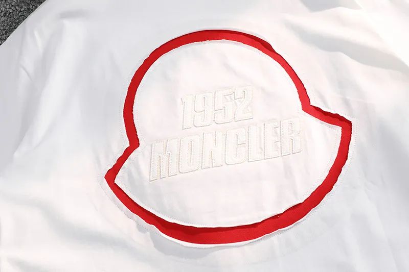 P170 MONCLER 2025 spring and summer new model, trendy hollow patch embroidery, round neck short-sleeved T-shirt, fashionable men and women, S M L XL XXL five sizes black white
