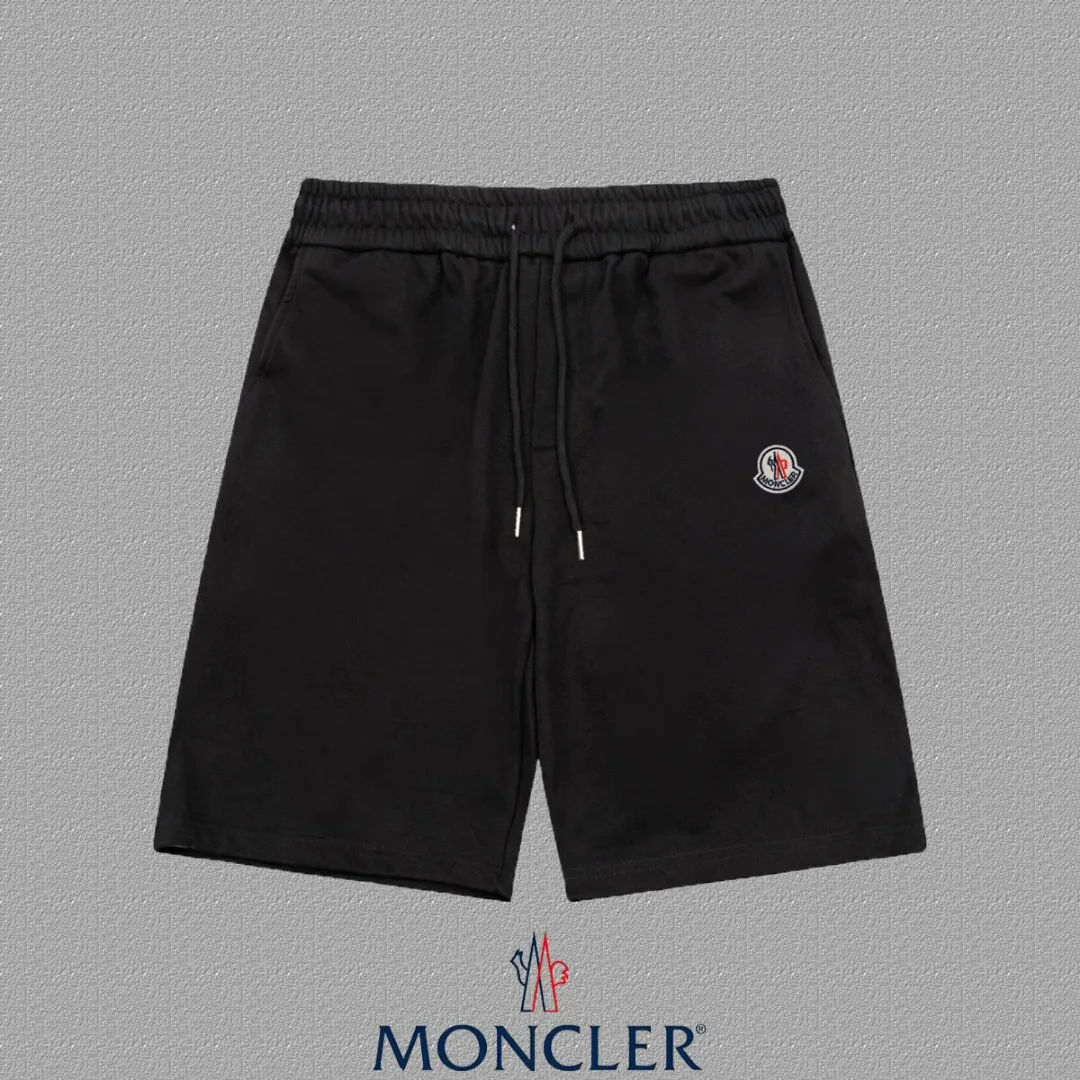 P180 Moncler 2025 spring and summer new style shorts with mouth opening! Customized exclusive 400g heavy terry cotton fabric Badge logo design Color: Black Size: S-2XL