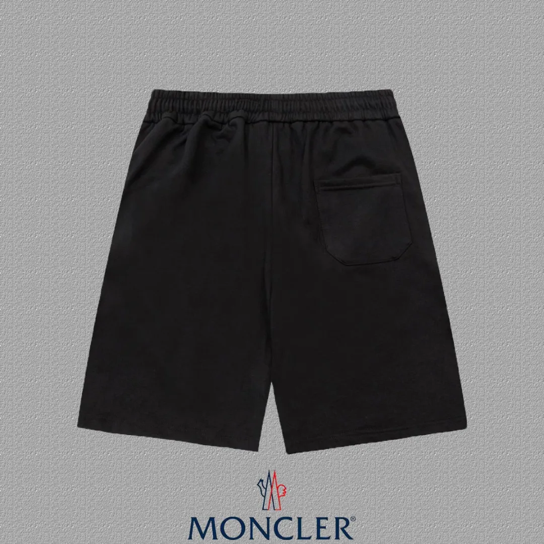 P180 Moncler 2025 spring and summer new style shorts with mouth opening! Customized exclusive 400g heavy terry cotton fabric Badge logo design Color: Black Size: S-2XL
