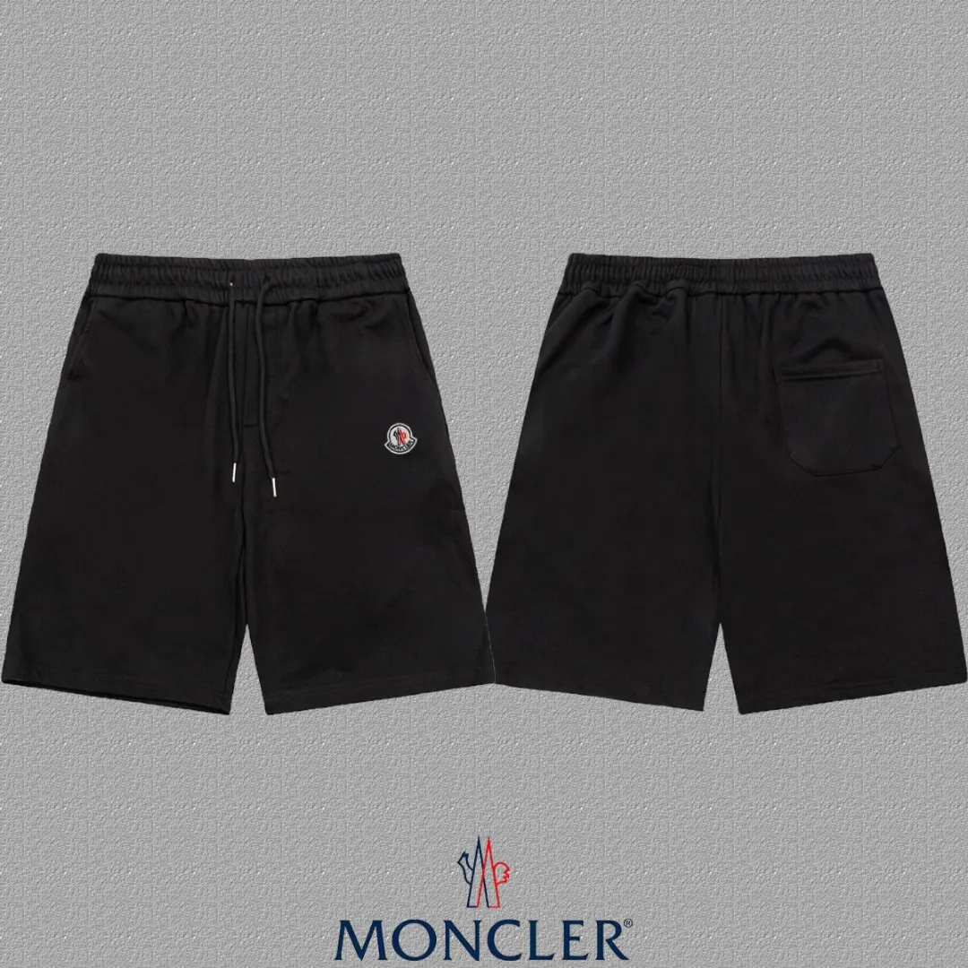 P180 Moncler 2025 spring and summer new style shorts with mouth opening! Customized exclusive 400g heavy terry cotton fabric Badge logo design Color: Black Size: S-2XL
