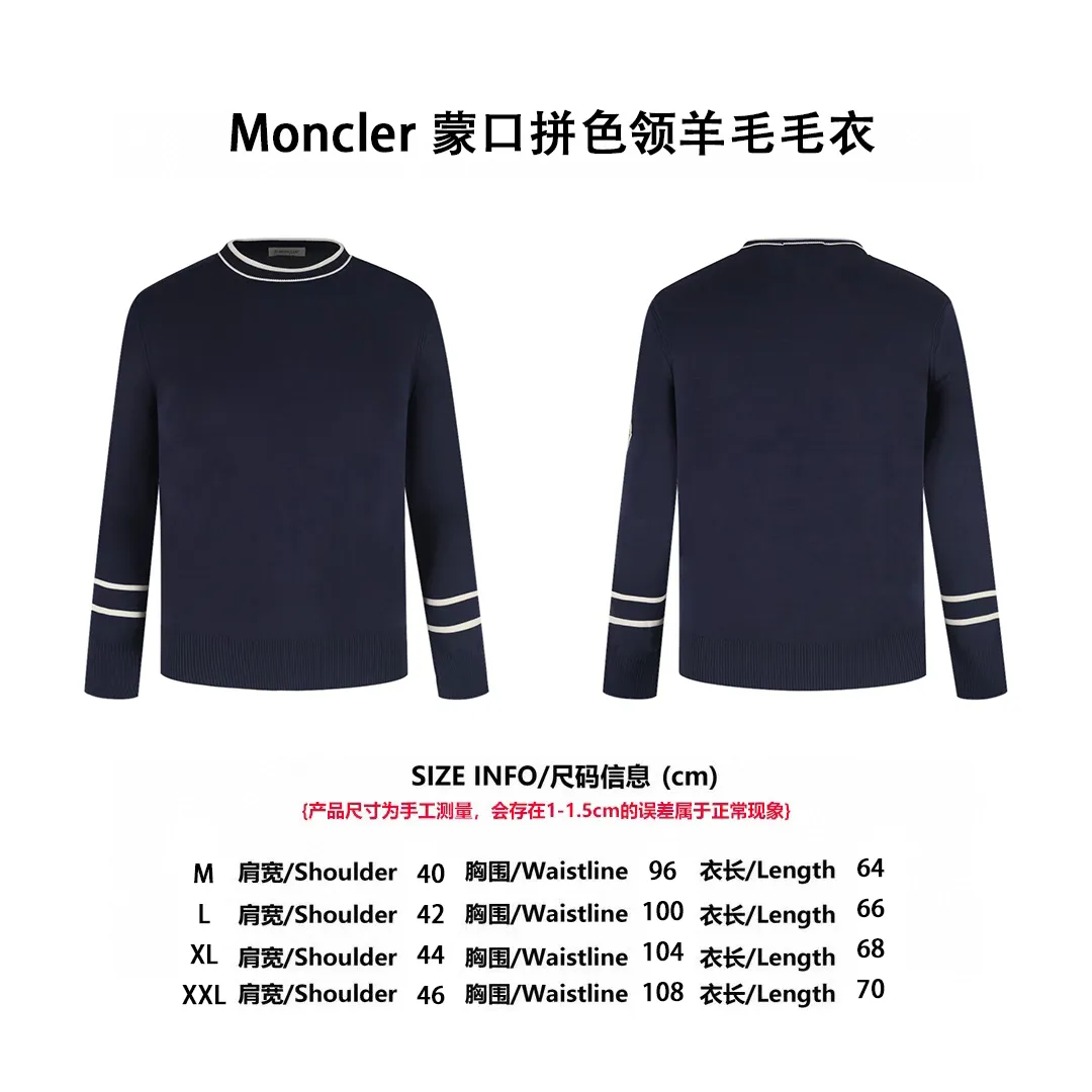 [Size Chart] Moncler color block collar knitted sweater (navy blue) P440