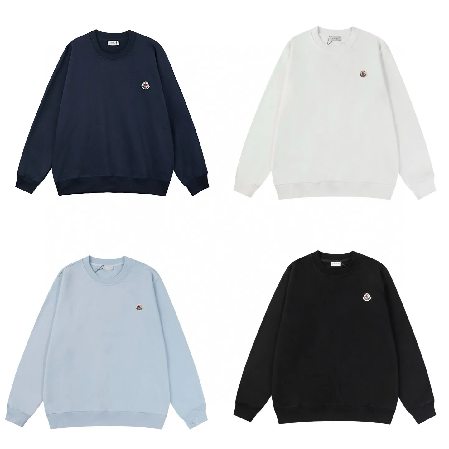 P194 Style No.: 850 〈MONCLER〉Basic Meng Mouth Round Neck Sweatshirt. The price of Meng Mouth Sweatshirt is actually quite advantageous. Those who have been to the counters should know that the price of Meng Mouth sweatshirt is not much cheaper than Gucci Burberry. It is just relatively low-key and unwilling to hype. It is a picture that you want to buy or not. It has an arrogant existence... ✅460g 100% pure cotton wool fabric OS version is too large ✅Combined with the original high weight double yarn thread ✅Correct three-needle and five-thread craftsmanship chain edge Color: Black White Royal Blue Sky Blue Size S M L