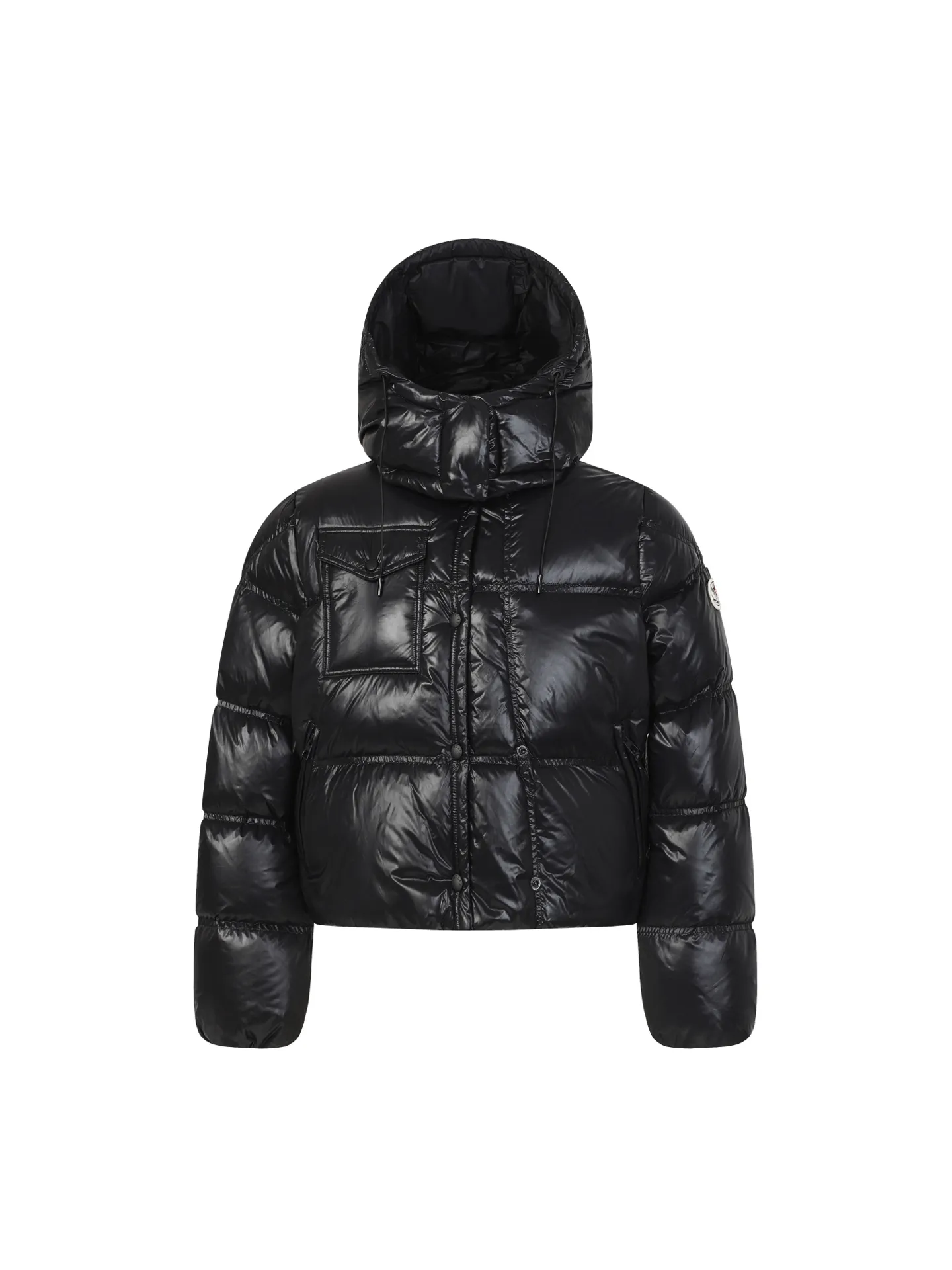 P920 Moncler/Meng Mouth Women's Square Quilted Hooded Short Down Jacket Fabric selection: Selected high-density super laqué nylon fabric, matched with lightweight down filling, and nylon lining design, which ensures excellent thermal performance while showing an avant-garde urban style.  Craftsmanship and details: The short silhouette is paired with innovative super laqué nylon fabric, which presents a unique glossy texture and perfectly blends functionality and fashion. Breakthrough asymmetrical tailoring, with double-button closure system. Three-dimensional geometric quilting technology, creating visual hierarchy through differentiated quilting sizes on the body and sleeves. Detachable and adjustable hood design to meet various dressing needs. Double closure system (zipper + snap button) ensures windproof and warm. Multifunctional storage space: zipper security pocket + snap-button chest pocket. Drawstring hem design, the tightness can be adjusted freely. 90 national standard high-quality white duck down: Selected high-loft down, weighing 210g, light and warm, with excellent temperature locking performance and good resilience.  Accessories: Customized armband Customized snap button Customized zipper puller Color: black/beige/green SIZE: 1/2/3/4