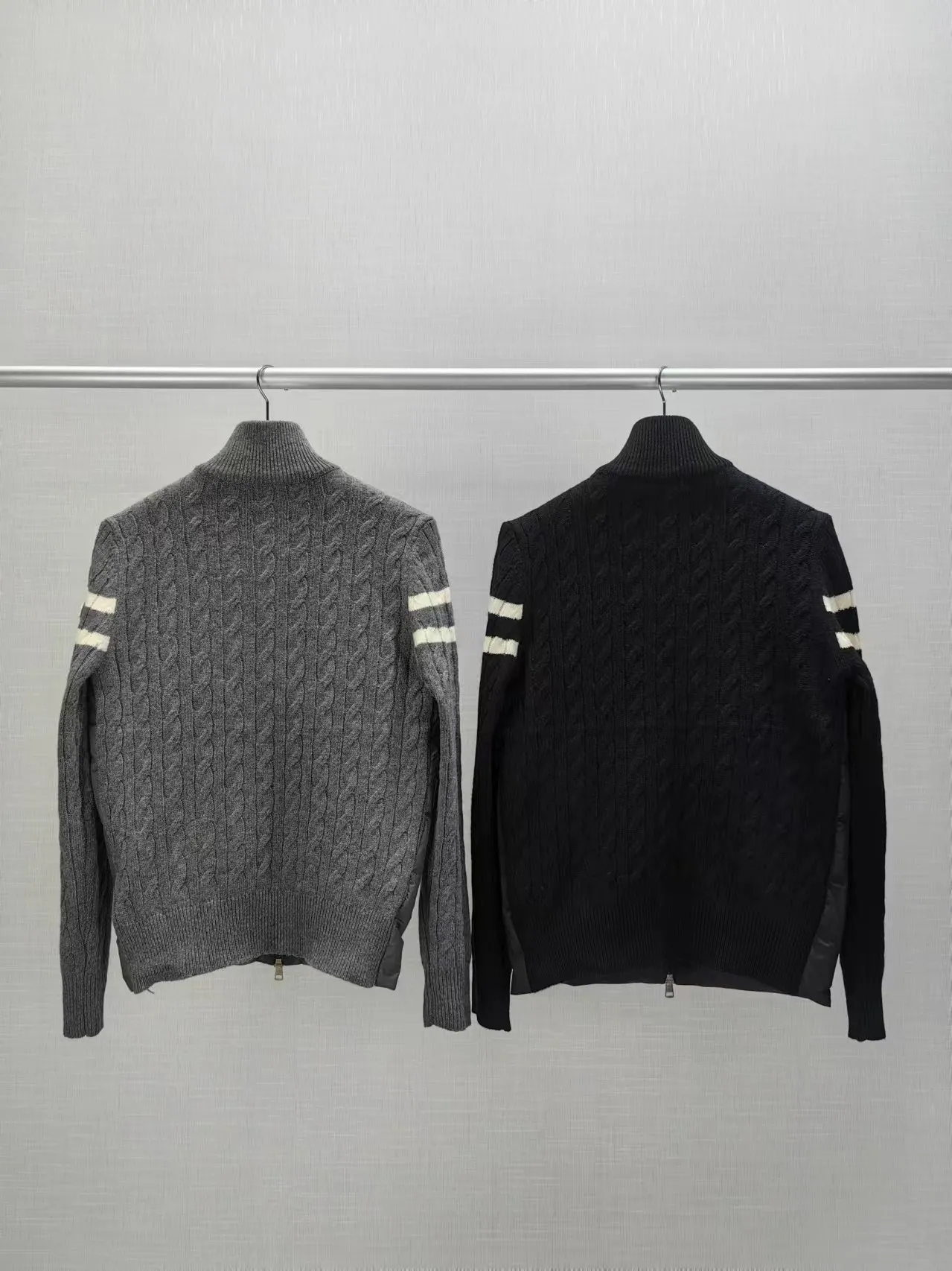 P680 Moncler Moncler 24 new men's wool knitted stitching stand collar thin down jacket