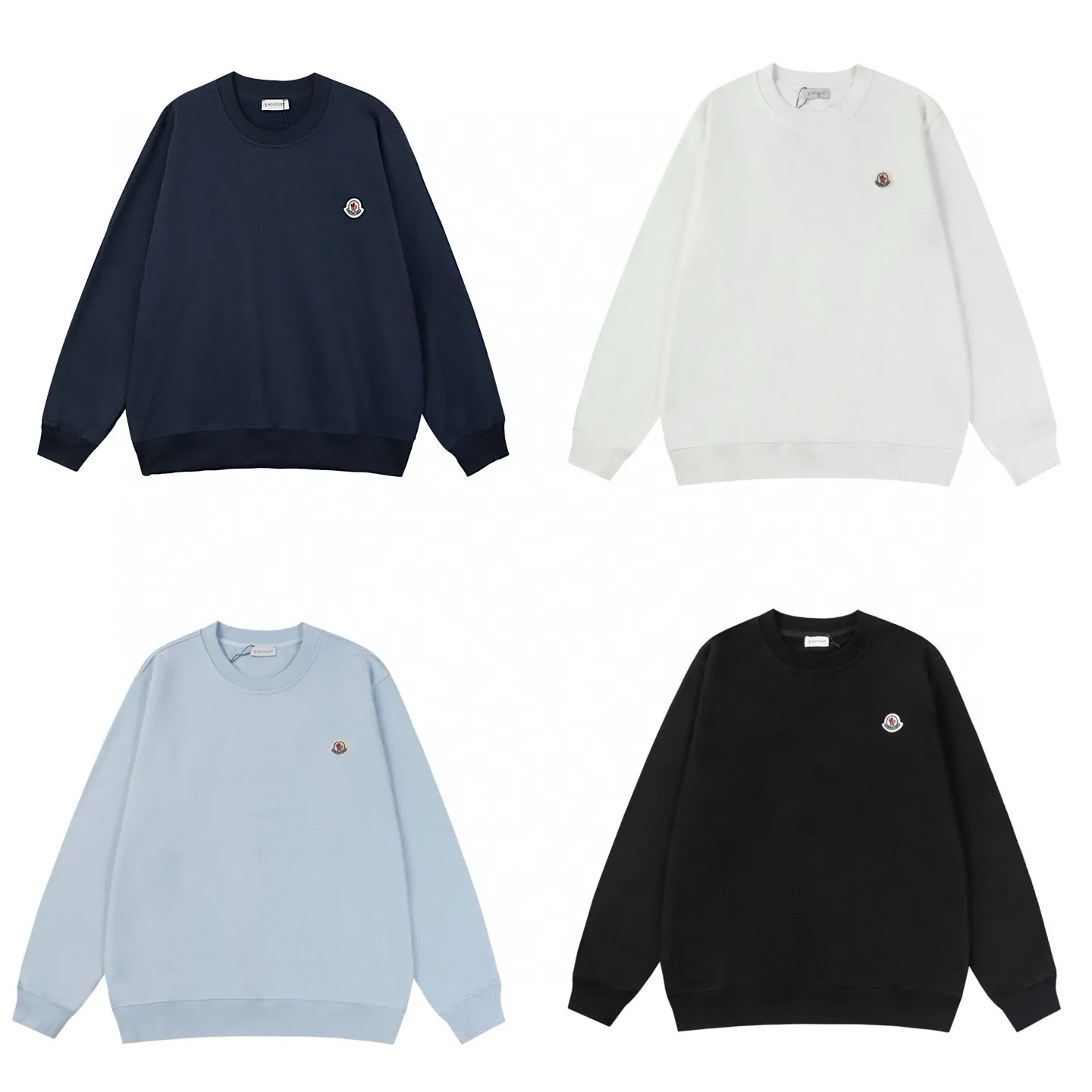 P194 Style No.: 850 〈MONCLER〉Basic Meng Mouth Round Neck Sweatshirt. The price of Meng Mouth Sweatshirt is actually quite advantageous. Those who have been to the counters should know that the price of Meng Mouth sweatshirt is not much cheaper than Gucci Burberry. It is just relatively low-key and unwilling to hype. It is a picture that you want to buy or not. It has an arrogant existence... ✅460g 100% pure cotton wool fabric OS version is too large ✅Combined with the original high weight double yarn thread ✅Correct three-needle and five-thread craftsmanship chain edge Color: Black White Royal Blue Sky Blue Size S M L