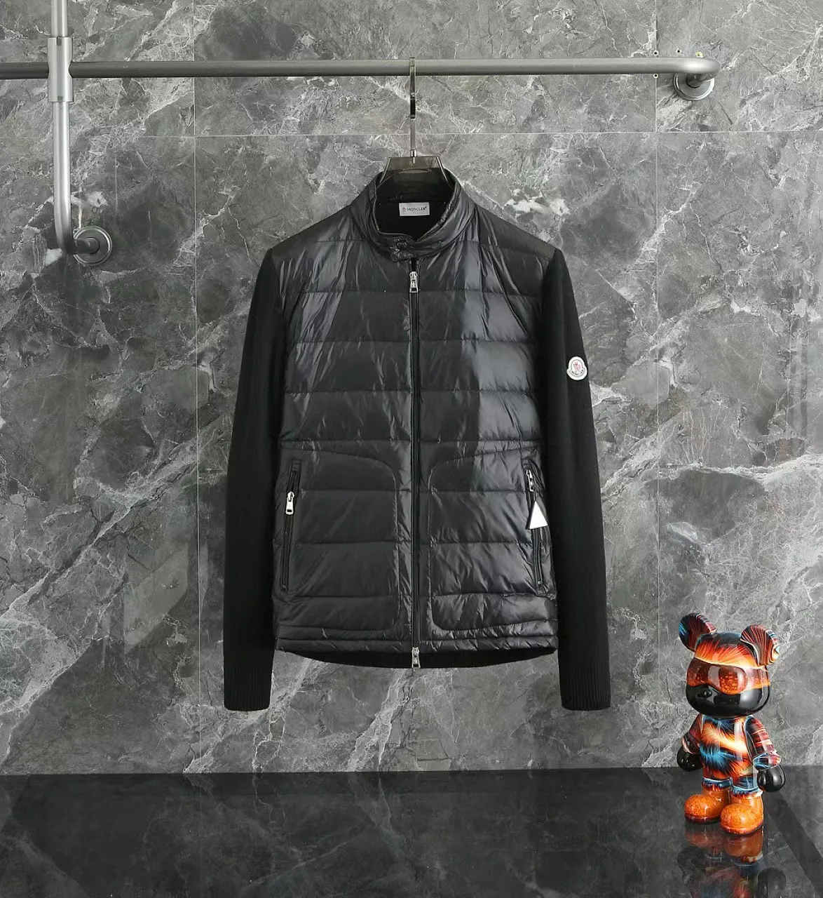 P680 9020# Spot Moncler Moncler 25 new men's wool knitted stitching stand-up collar thin down jacket