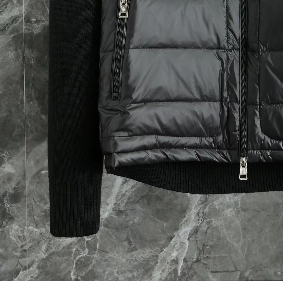 P680 9020# Spot Moncler Moncler 25 new men's wool knitted stitching stand-up collar thin down jacket
