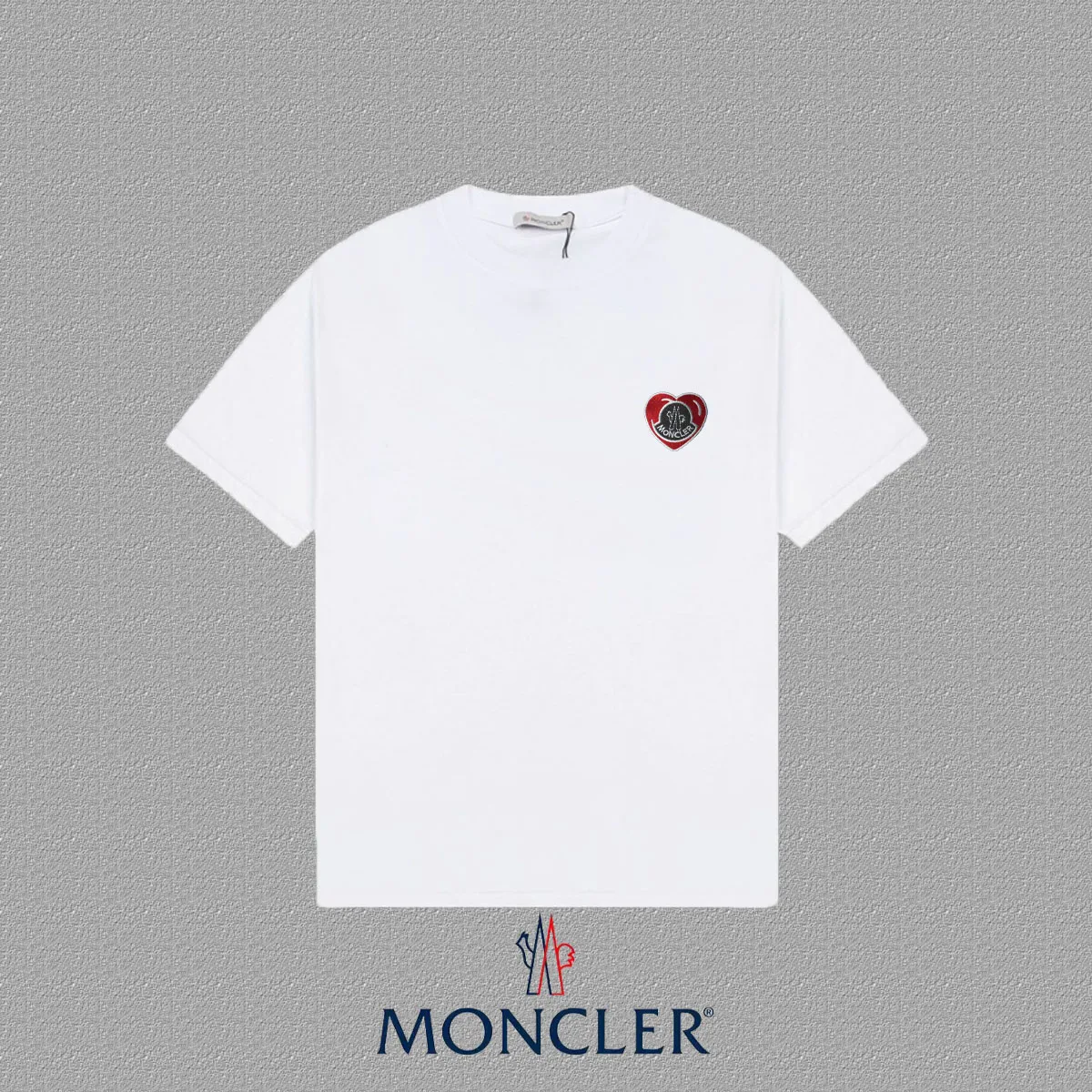 P150 🔥[MONCLER] 2024FW short-sleeved T-shirt, love embroidery technology, high-end 32s double yarn 260g fabric, heavy fabric, custom stretcher rib, same vat and dye, complete three standards, same style for men and women, color: black, white, size: S M L XL XXL