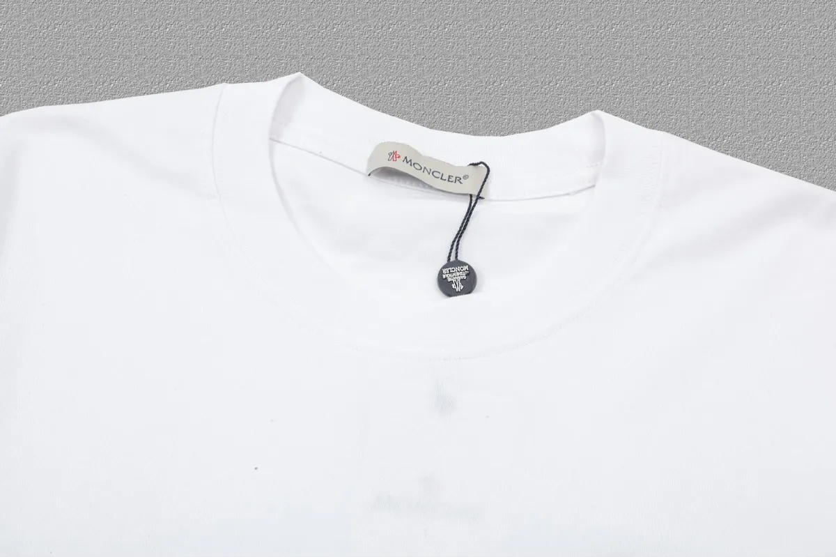 P150 🔥[MONCLER] 2024FW short-sleeved T-shirt, love embroidery technology, high-end 32s double yarn 260g fabric, heavy fabric, custom stretcher rib, same vat and dye, complete three standards, same style for men and women, color: black, white, size: S M L XL XXL