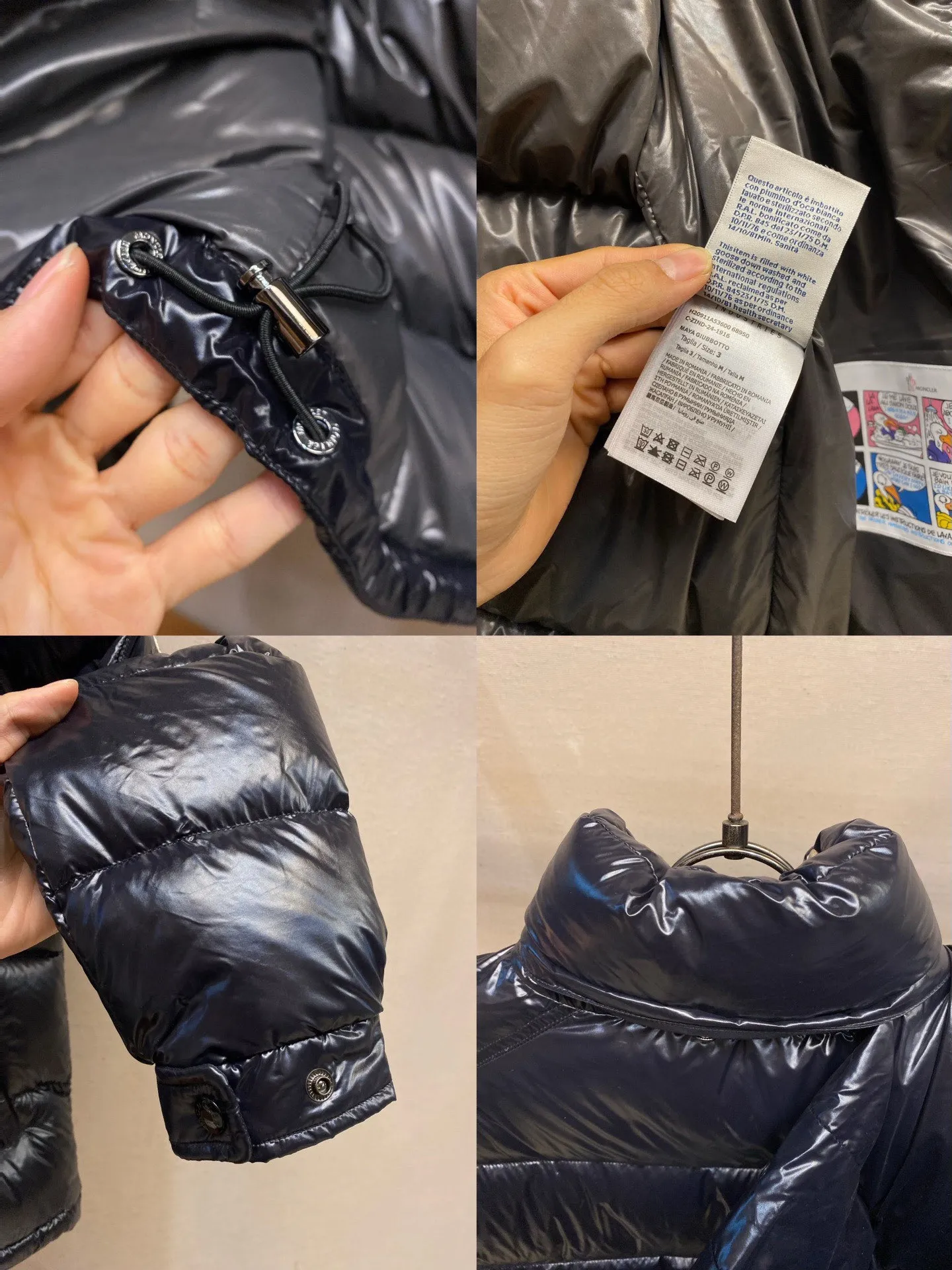 P780 MONCLER Meng Maya Down Jacket: Color/Black Size: M. L. Zipper pendant with custom logo Fabric: 400D bright nylon, anti-fouling, anti-wrinkle, waterproof and windproof, very wear-resistant, breathable and comfortable.           Embroidery: Straight lines, smooth curves, dense and neat stitches, no jagged edges, flat embroidery surface, no skewed threads, consistent stitch length, no bottom exposed, no overlap, smooth embroidery surface, no ink marks and other stains. Advanced imported embroidery machines are used to ensure embroidery quality.