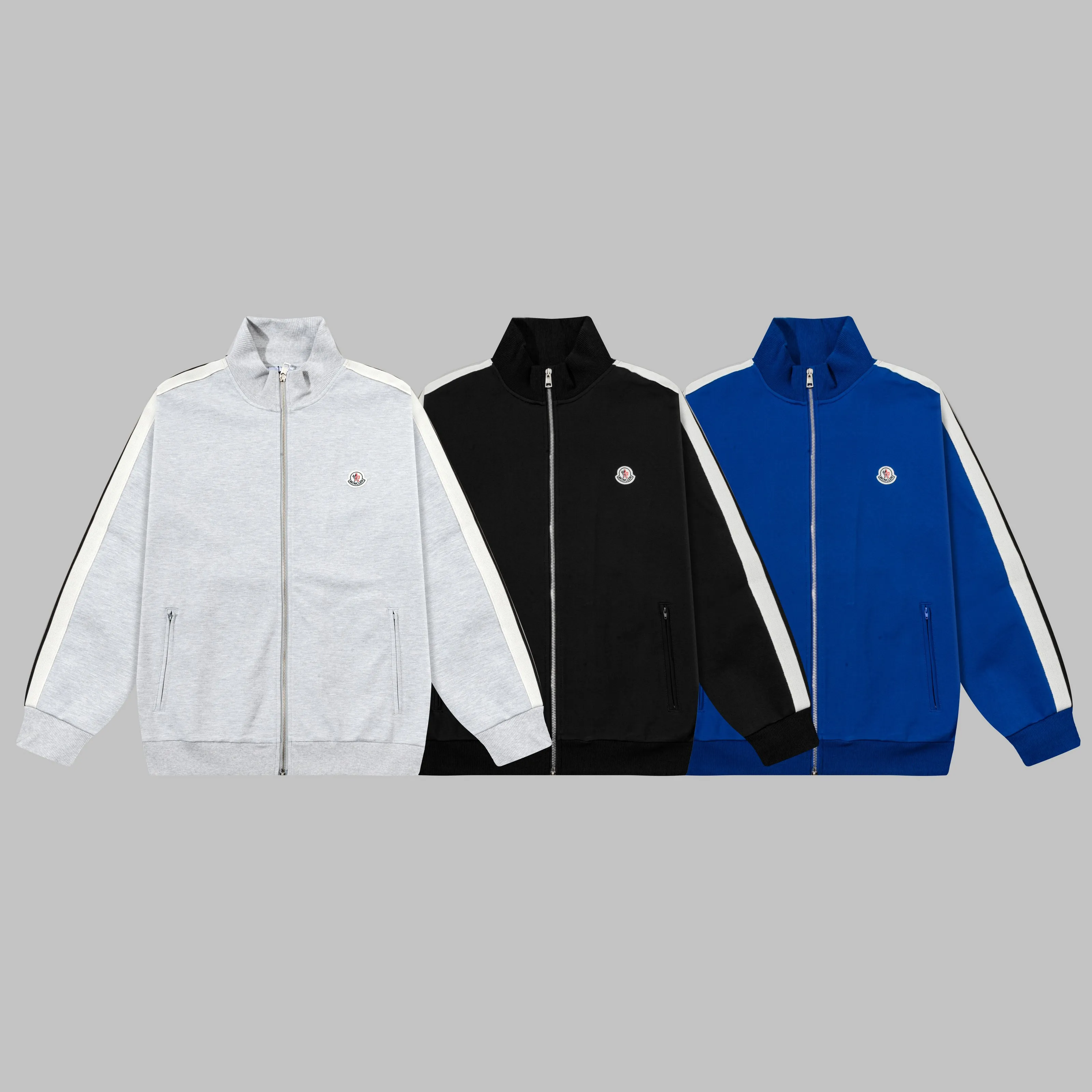 P270 MONCLER/muzzle Customized fabric suit casual sweatpants Simple side webbing splicing technology brand small chapter logo LOGO Official synchronization High version High quality Fashion personality Versatile trend Pure original quality Original fabric Hang tag Collar label Washed wheat Complete three standards Color: Black. Blue. Gray. Size: S-2XL