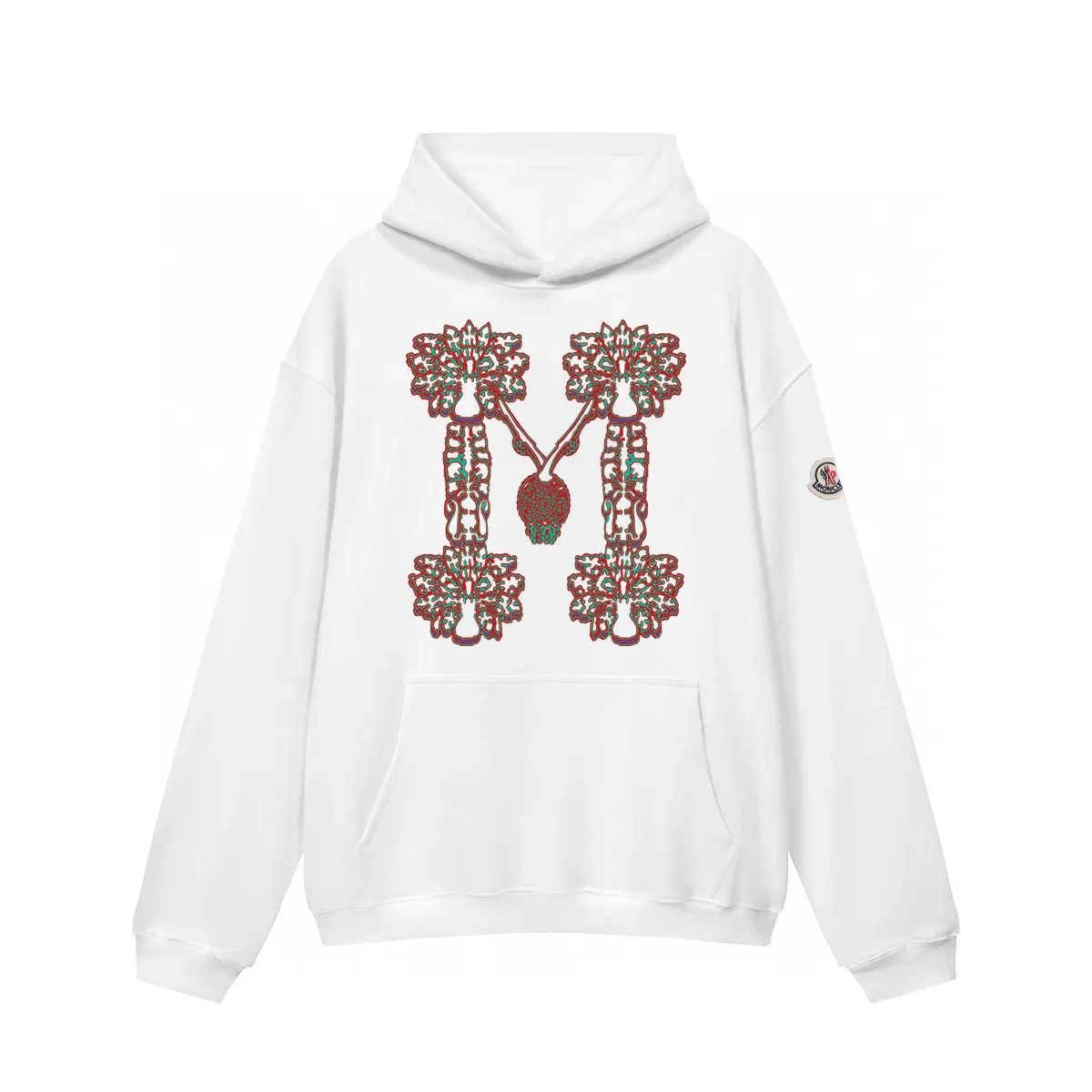 P270 Recommended model that will not be sold off the shelves, Moncler Mouth Mouth 480g velvet printed hooded sweatshirt, Australian velvet fabric is soft and comfortable, does not shrink, does not deform, does not pill) Original customized accessories Collar label Wash mark Hang tag Packaging (perfect details) Color White Black Size XS-L - Copy (60) - Copy