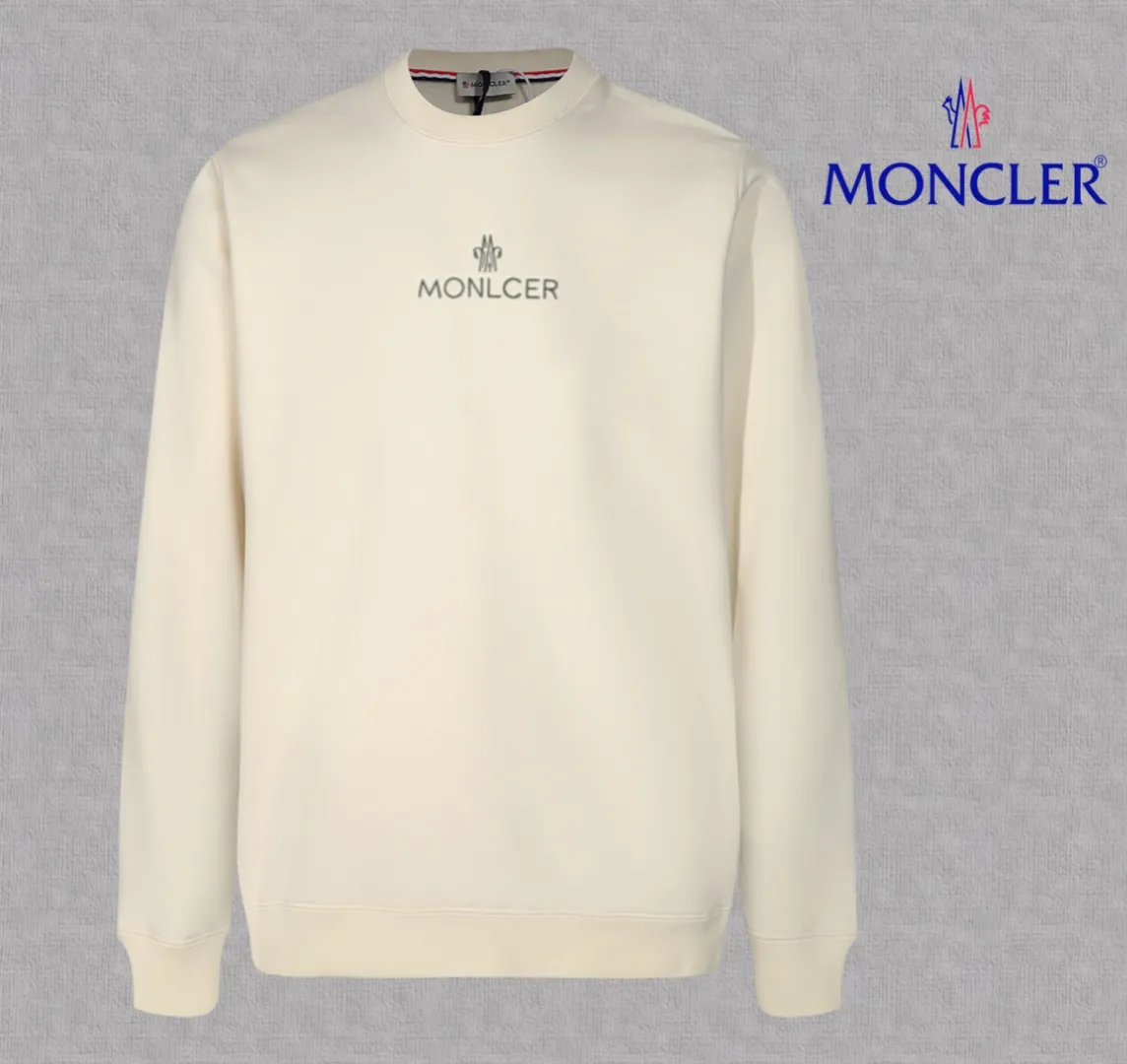 P210 High-version sweatshirt) [Long-term stock] 〖𝐌𝐎𝐍𝐂𝐋𝐄𝐑~Mask〗 Made of 440g heavy-weight fabric. It is different from the market currency. It can be matched with any variety and is properly handsome. 😎The whole dress is made of double waistcoats. The double waistcoats make the whole dress more three-dimensional. Not ordinary factories can do such fine work. 2025 Spring runway version of the T stage, on sale at the counter, round neck terry sweatshirt, high-end double-strand pure cotton, custom-made stretch ribs, dyed in the same vat, complete with three standards, matched with exquisite embroidered LOGO on the chest, simple and advanced, same style for men and women. Color: black, apricot, white, size: S M L XL 2XL