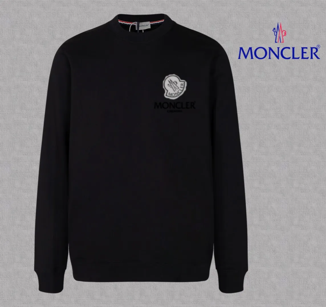 P210 High-version sweatshirt) [Long-term stock] 〖𝐌𝐎𝐍𝐂𝐋𝐄𝐑~Mask〗 Made of 440g heavy-weight fabric. It is different from the market currency. It can be matched with any variety and is properly handsome. 😎The whole dress is made of double waistcoats. The double waistcoats make the whole dress more three-dimensional. Not ordinary factories can do such fine work. 2025 Spring runway version of the T stage, on sale at the counter, round neck terry sweatshirt, high-end double-strand pure cotton, custom-made stretch ribs, dyed in the same vat, complete with three standards, matched with exquisite embroidered LOGO on the chest, simple and advanced, same style for men and women. Color: black, apricot, white, size: S M L XL 2XL