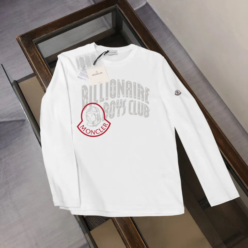 P180, a non-off-the-shelf model, you can trust it. Moncler printed long-sleeved T-shirt, 240g breathable cotton fabric, very soft and comfortable texture, does not shrink, does not deform, does not ball), can be worn alone as a base layer. Original customized accessories, collar label, care mark, hangtag, packaging (perfect details) Color: White Black Size: XS S M L