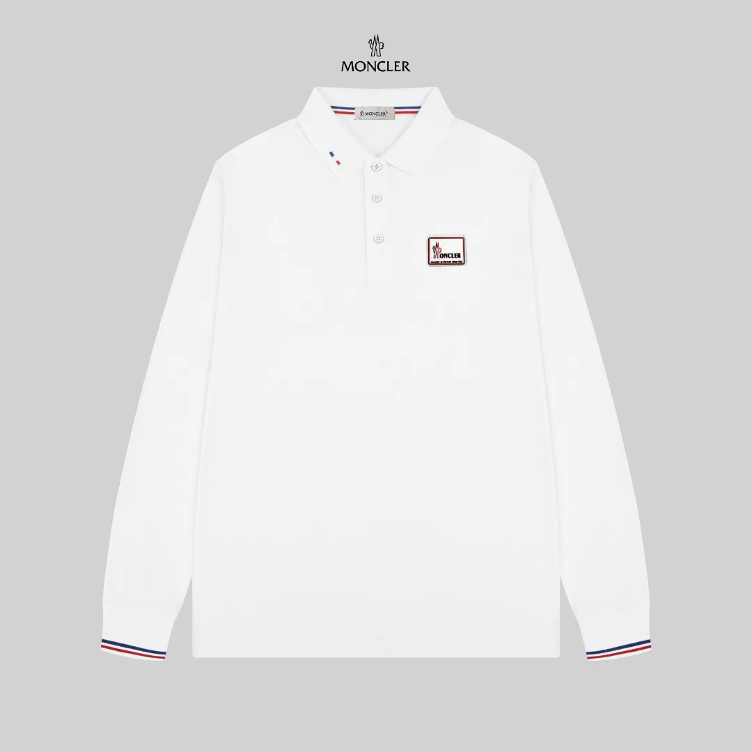 P210 MONCLER/Mask 25SS new logo embroidered lapel long-sleeved Polo shirt.  A simple yet refined T-shirt. The best item to create a modern and elegant look. Excellent channel product! Customer-supplied Piquet porous fiber pique cotton fabric, which can be called a "breathing fabric."  The unparalleled texture is inseparable from the exquisite materials used in craft tailoring. The craft knitted quilted design makes the hand feel extremely smooth and delicate without any roughness. The original logo design is more luxurious and noble. The upper body is comfortable and classy. The hand feels very smooth and soft. It can be easily controlled regardless of business, fashion or leisure. The age span is very large, which conforms to the trendy and practical dressing customs. It is the first choice for senior urban fashion people.  Black/white/Tibetan orchid Size: M~3XL