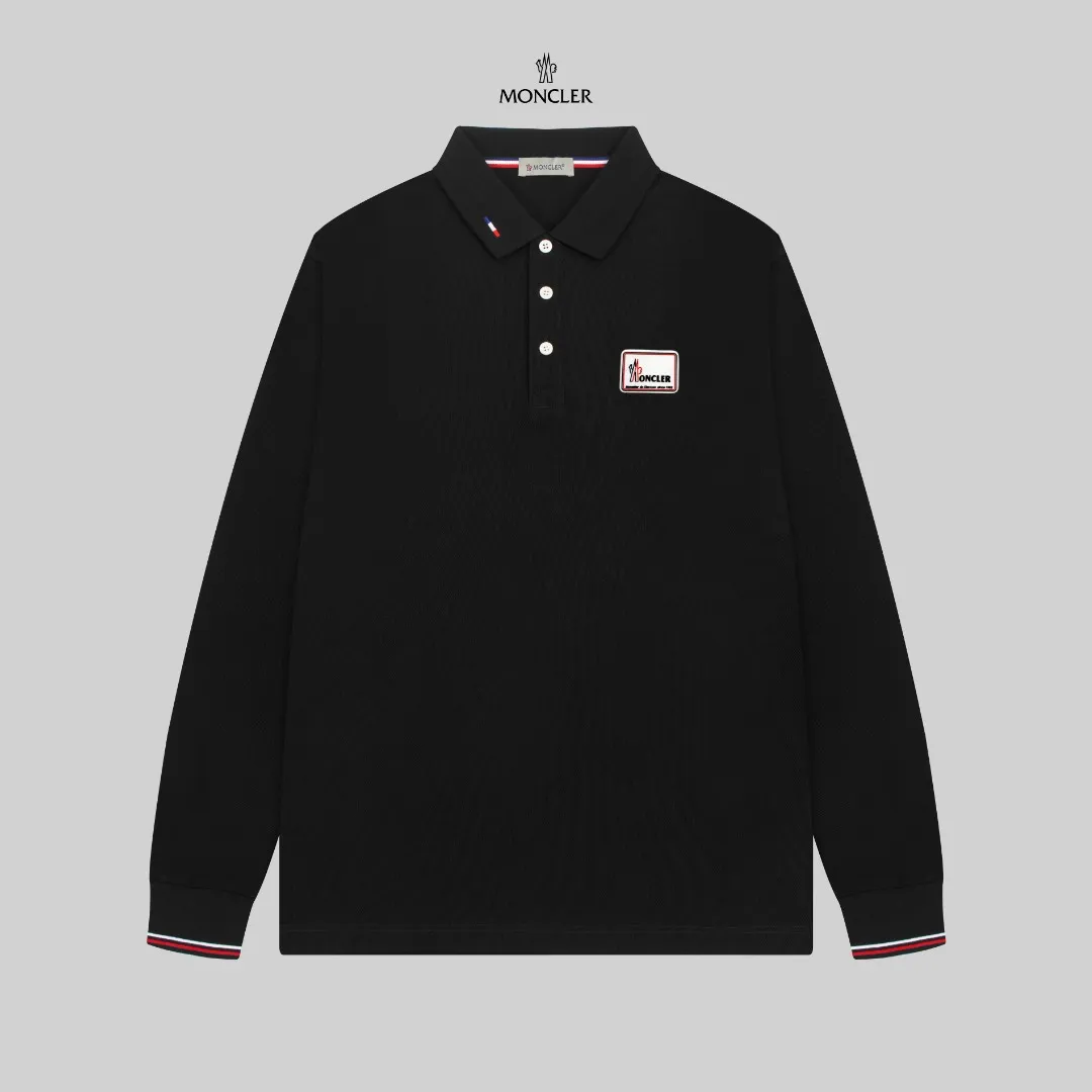 P210 MONCLER/Mask 25SS new logo embroidered lapel long-sleeved Polo shirt.  A simple yet refined T-shirt. The best item to create a modern and elegant look. Excellent channel product! Customer-supplied Piquet porous fiber pique cotton fabric, which can be called a "breathing fabric."  The unparalleled texture is inseparable from the exquisite materials used in craft tailoring. The craft knitted quilted design makes the hand feel extremely smooth and delicate without any roughness. The original logo design is more luxurious and noble. The upper body is comfortable and classy. The hand feels very smooth and soft. It can be easily controlled regardless of business, fashion or leisure. The age span is very large, which conforms to the trendy and practical dressing customs. It is the first choice for senior urban fashion people.  Black/white/Tibetan orchid Size: M~3XL
