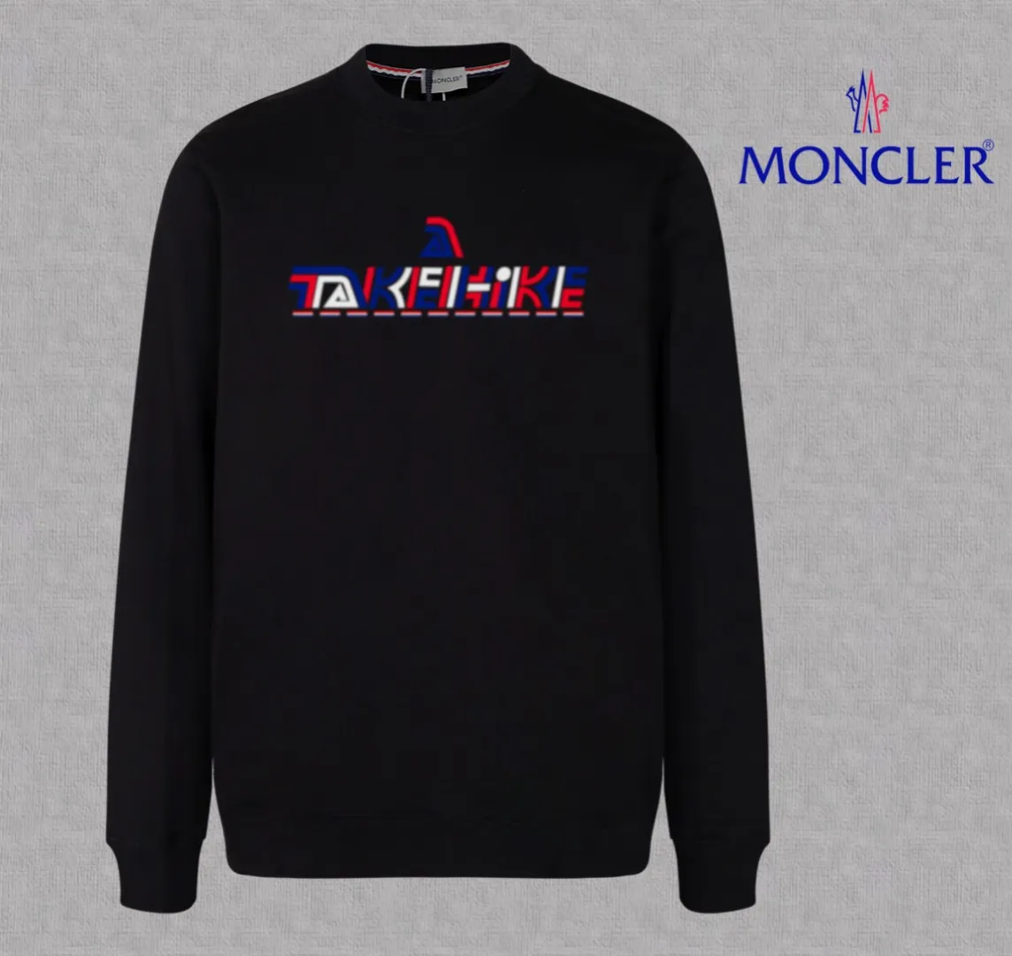P210 High-version sweatshirt) [Long-term stock] 〖𝐌𝐎𝐍𝐂𝐋𝐄𝐑~Mask〗 Made of 440g heavy-weight fabric. It is different from the market currency. It can be matched with any variety and is properly handsome. 😎The whole dress is made of double waistcoats. The double waistcoats make the whole dress more three-dimensional. Not ordinary factories can do such fine work. 2025 Spring runway version of the T stage, on sale at the counter, round neck terry sweatshirt, high-end double-strand pure cotton, custom-made stretch ribs, dyed in the same vat, complete with three standards, matched with exquisite embroidered LOGO on the chest, simple and advanced, same style for men and women. Color: black, apricot, white, size: S M L XL 2XL