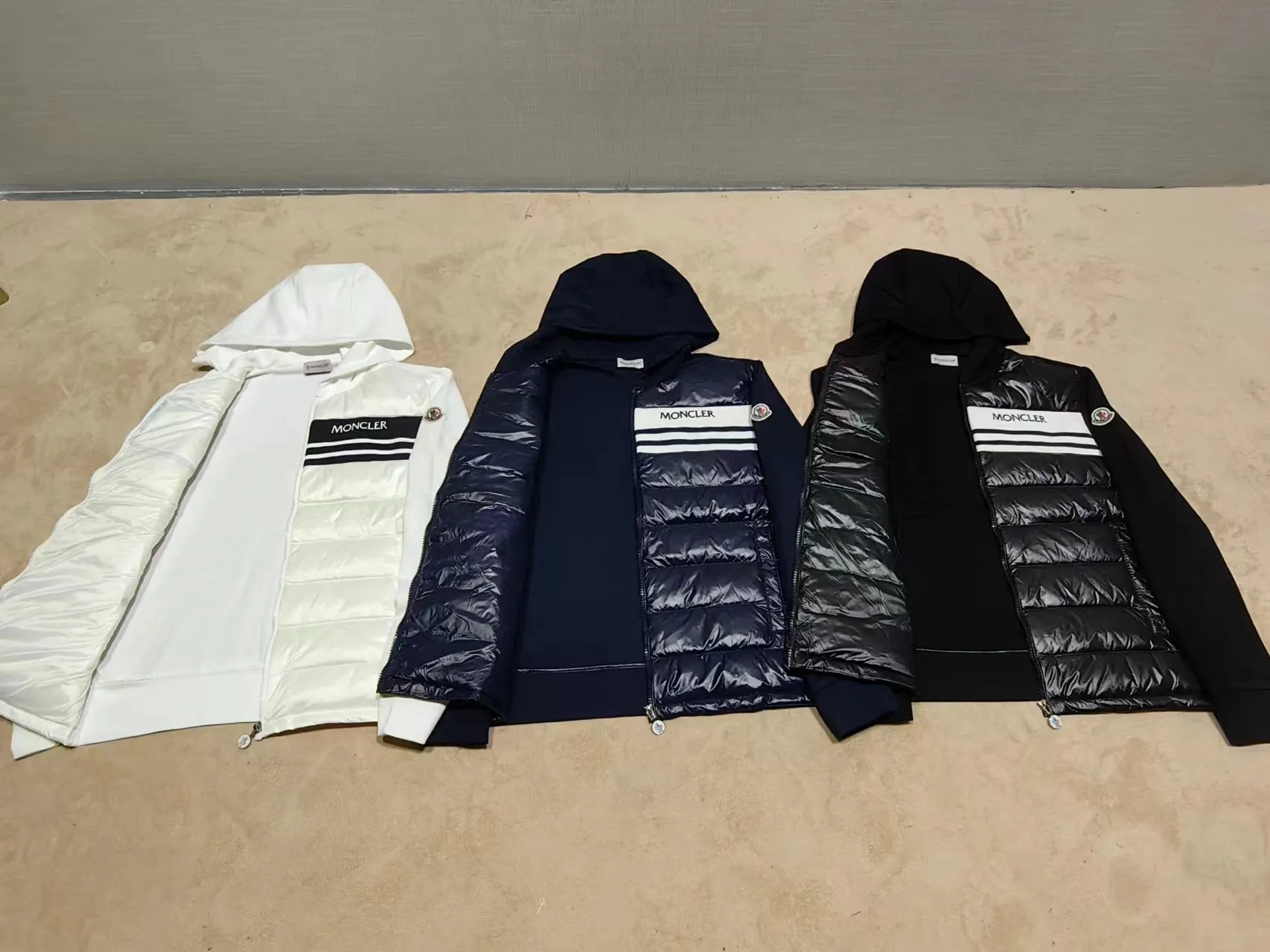 P680 C30#Authentic spot Moncler 24 autumn and winter men's pure cotton knitted splicing hooded down jacket