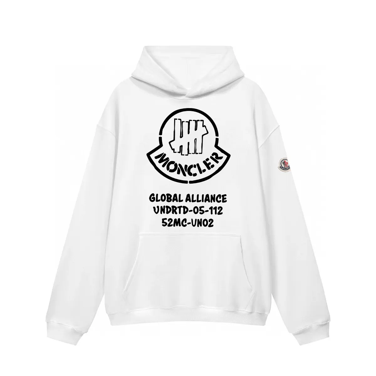 P270 Recommended for sale with confidence Moncler Mouth Mouth 480g Velvet printed hooded sweatshirt Australian velvet fabric is soft and comfortable, does not shrink, does not deform, does not pill) Original customized accessories Collar label Wash mark Hang tag Packaging (perfect details) Color White Black Size XS-L - Copy (20) - Copy