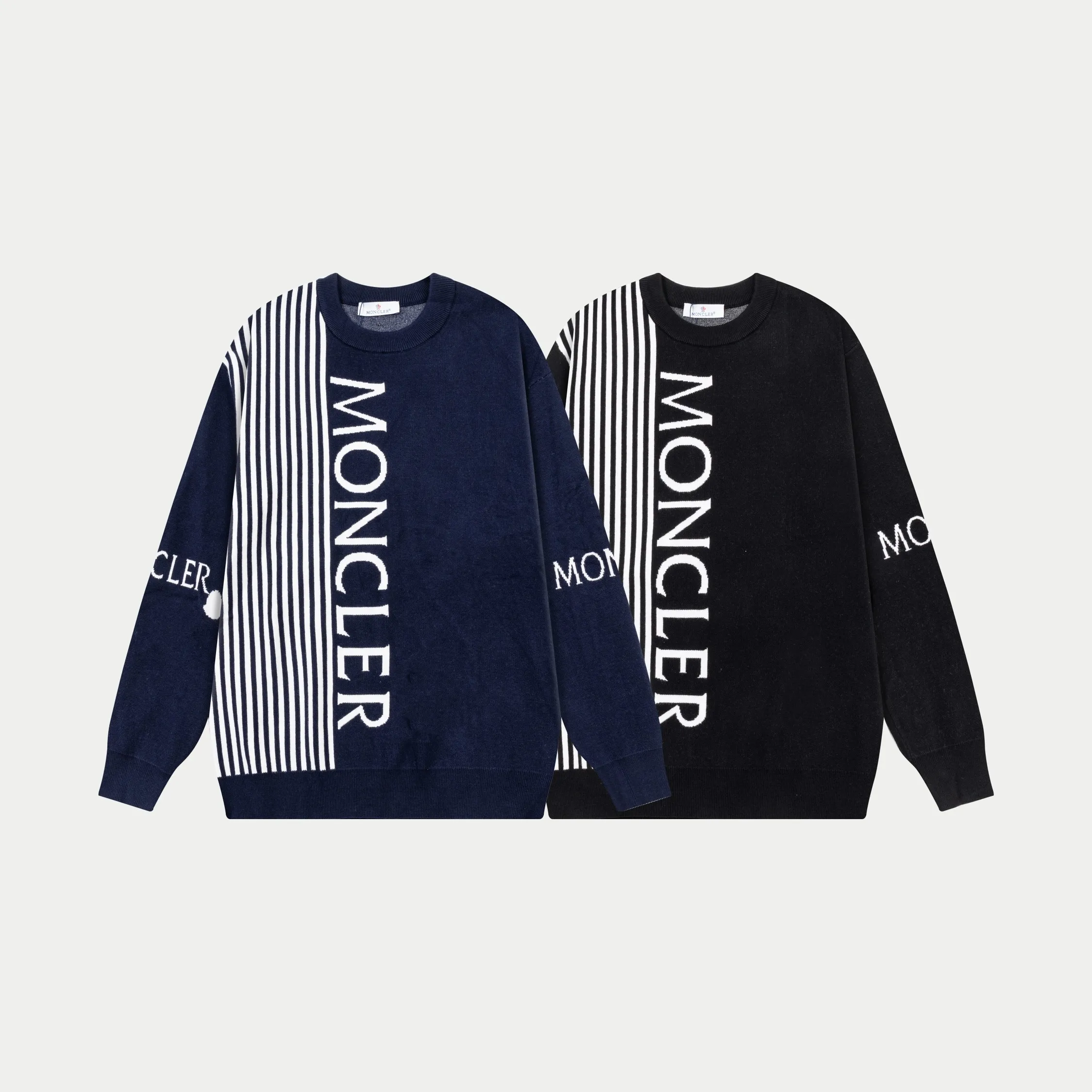 P320 MONCLER 25ss new round neck sweater. Original fabric. Made of custom-made natural medium-thick imported wool gauze. It feels very comfortable and smooth. The version is quite wide and stylish. Produced by a first-line brand factory. Woven by imported machines. It is very soft and skin-friendly. It will not deform after long-term wear. The latest autumn and winter style. Fashionable and personalized. Super versatile and good-looking. Very suitable for both men and women. A must-have for everyone. Color: royal blue black Size: M-3XL