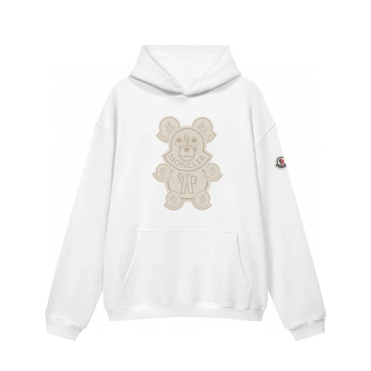 P270 Recommend with confidence, Moncler Mouth Mouth 480g Velvet Printed Hooded Sweatshirt Australian velvet fabric is soft and comfortable, does not shrink, does not deform, does not pill) Original customized accessories Collar label Wash mark Hang tag Packaging (perfect details) Color White Black Size XS-L - Copy (50) - Copy