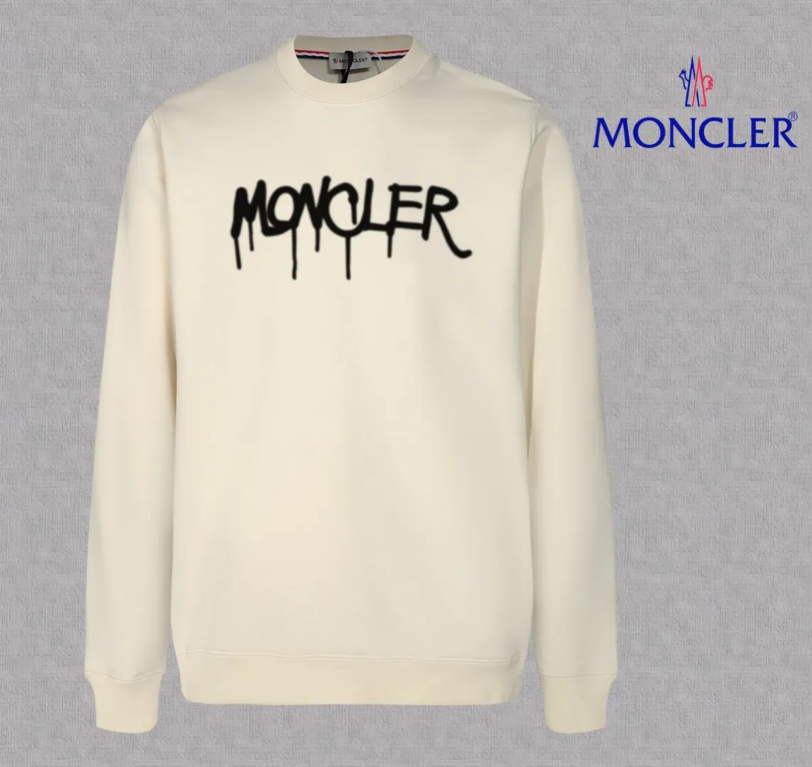 P210 High-version sweatshirt) [Long-term stock] 〖𝐌𝐎𝐍𝐂𝐋𝐄𝐑~Mask〗 Made of 440g heavy-weight fabric. It is different from the market currency. It can be matched with any variety and is properly handsome. 😎The whole dress is made of double waistcoats. The double waistcoats make the whole dress more three-dimensional. Not ordinary factories can do such fine work. 2025 Spring runway version of the T stage, on sale at the counter, round neck terry sweatshirt, high-end double-strand pure cotton, custom-made stretch ribs, dyed in the same vat, complete with three standards, matched with exquisite embroidered LOGO on the chest, simple and advanced, same style for men and women. Color: black, apricot, white, size: S M L XL 2XL