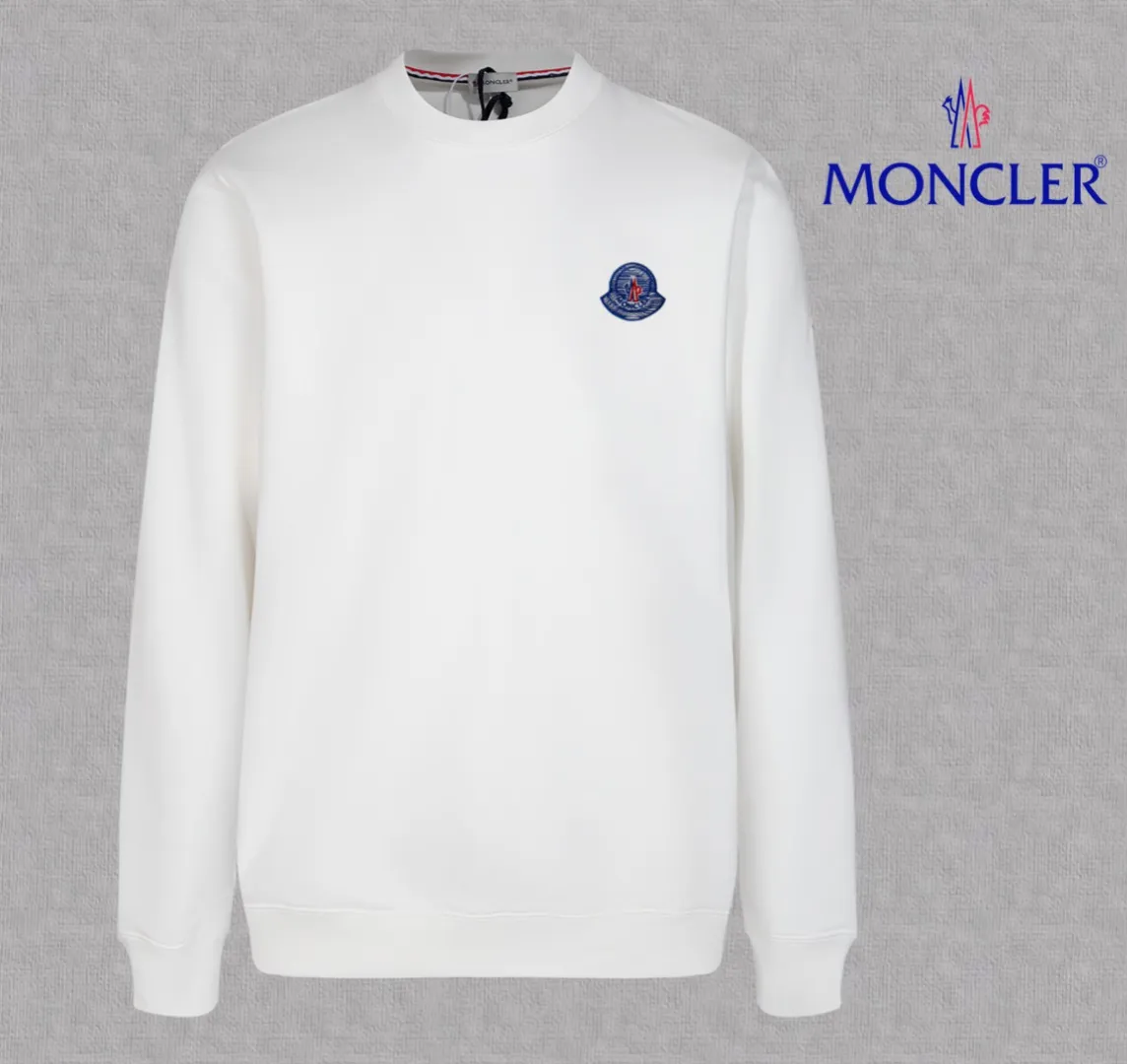 P210 High-version sweatshirt) [Long-term stock] 〖𝐌𝐎𝐍𝐂𝐋𝐄𝐑~Mask〗 Made of 440g heavy-weight fabric. It is different from the market currency. It can be matched with any variety and is properly handsome. 😎The whole dress is made of double waistcoats. The double waistcoats make the whole dress more three-dimensional. Not ordinary factories can do such fine work. 2025 Spring runway version of the T stage, on sale at the counter, round neck terry sweatshirt, high-end double-strand pure cotton, custom-made stretch ribs, dyed in the same vat, complete with three standards, matched with exquisite embroidered LOGO on the chest, simple and advanced, same style for men and women. Color: black, apricot, white, size: S M L XL 2XL
