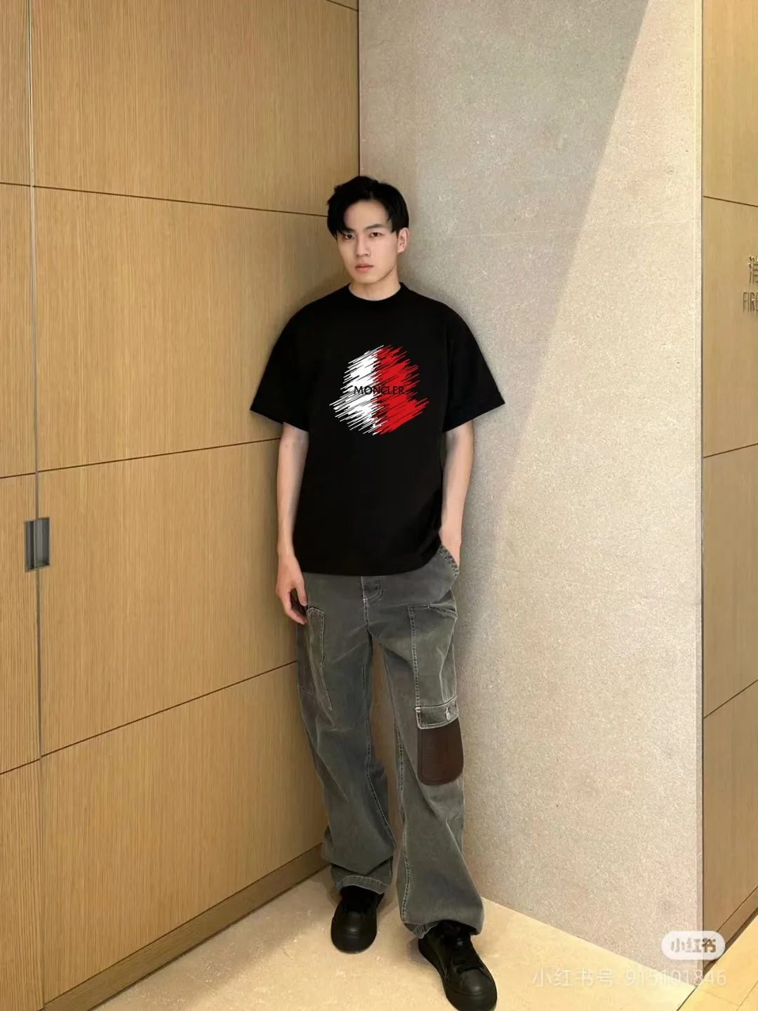 P140 🔥 [MONCLER] 2025FW short-sleeved T-shirt LOGO printing, high-end 26s double yarn 300g fabric, heavy fabric, custom stretcher rib, same vat and dye, complete three standards, same style for men and women, color: black, white, size: S M L XL 2XL