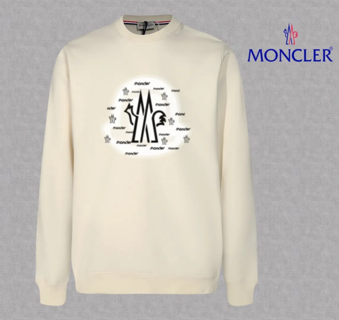 P210 High-version sweatshirt) [Long-term stock] 〖𝐌𝐎𝐍𝐂𝐋𝐄𝐑~Mask〗 Made of 440g heavy-weight fabric. It is different from the market currency. It can be matched with any variety and is properly handsome. 😎The whole dress is made of double waistcoats. The double waistcoats make the whole dress more three-dimensional. Not ordinary factories can do such fine work. 2025 Spring runway version of the T stage, on sale at the counter, round neck terry sweatshirt, high-end double-strand pure cotton, custom-made stretch ribs, dyed in the same vat, complete with three standards, matched with exquisite embroidered LOGO on the chest, simple and advanced, same style for men and women. Color: black, apricot, white, size: S M L XL 2XL