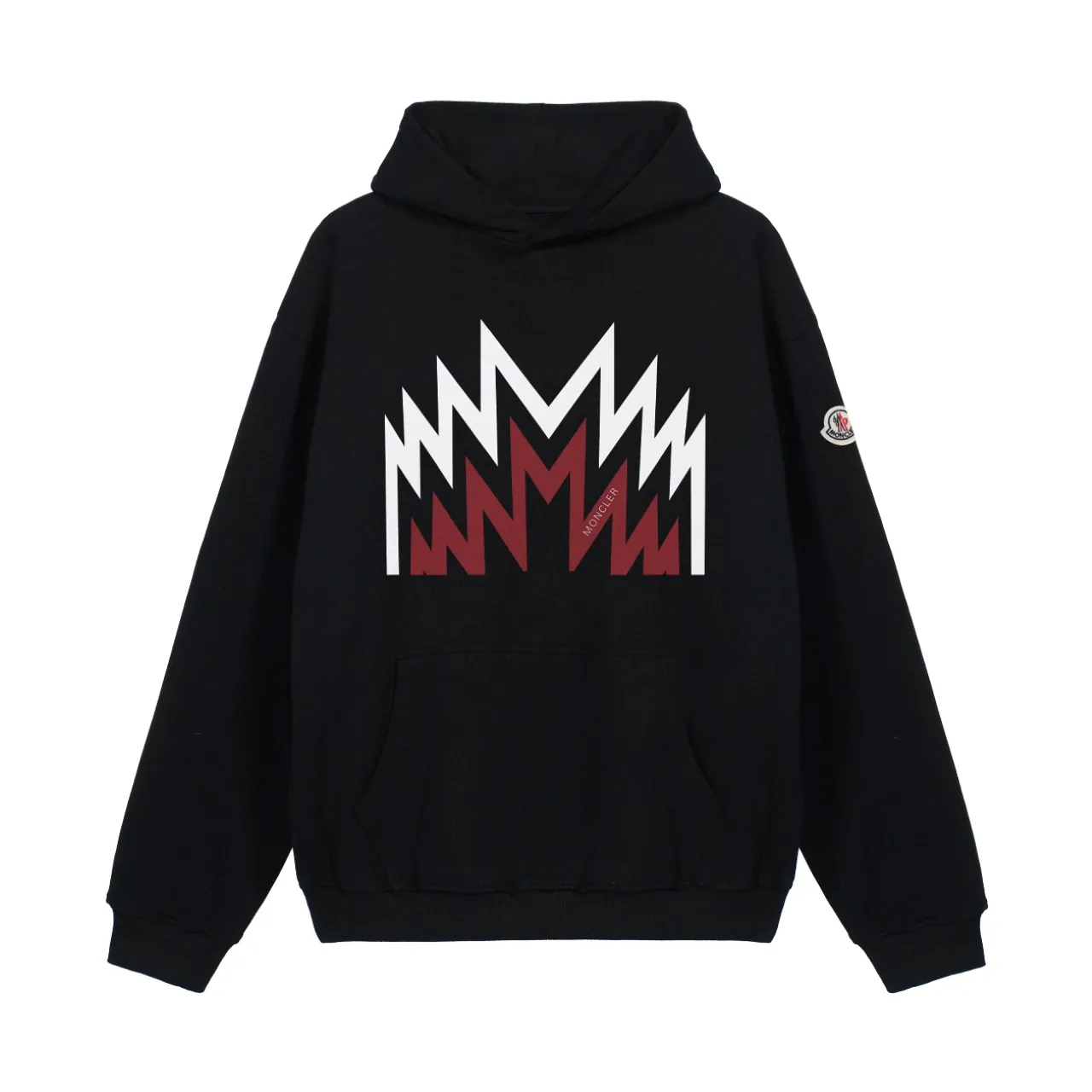 P270 Recommend with confidence, Moncler Mouth Mouth 480g Velvet Printed Hooded Sweatshirt Australian velvet fabric is soft and comfortable, does not shrink, does not deform, does not pill) Original customized accessories Collar label Wash mark Hang tag Packaging (perfect details) Color White Black Size XS-L - Copy (27) - Copy