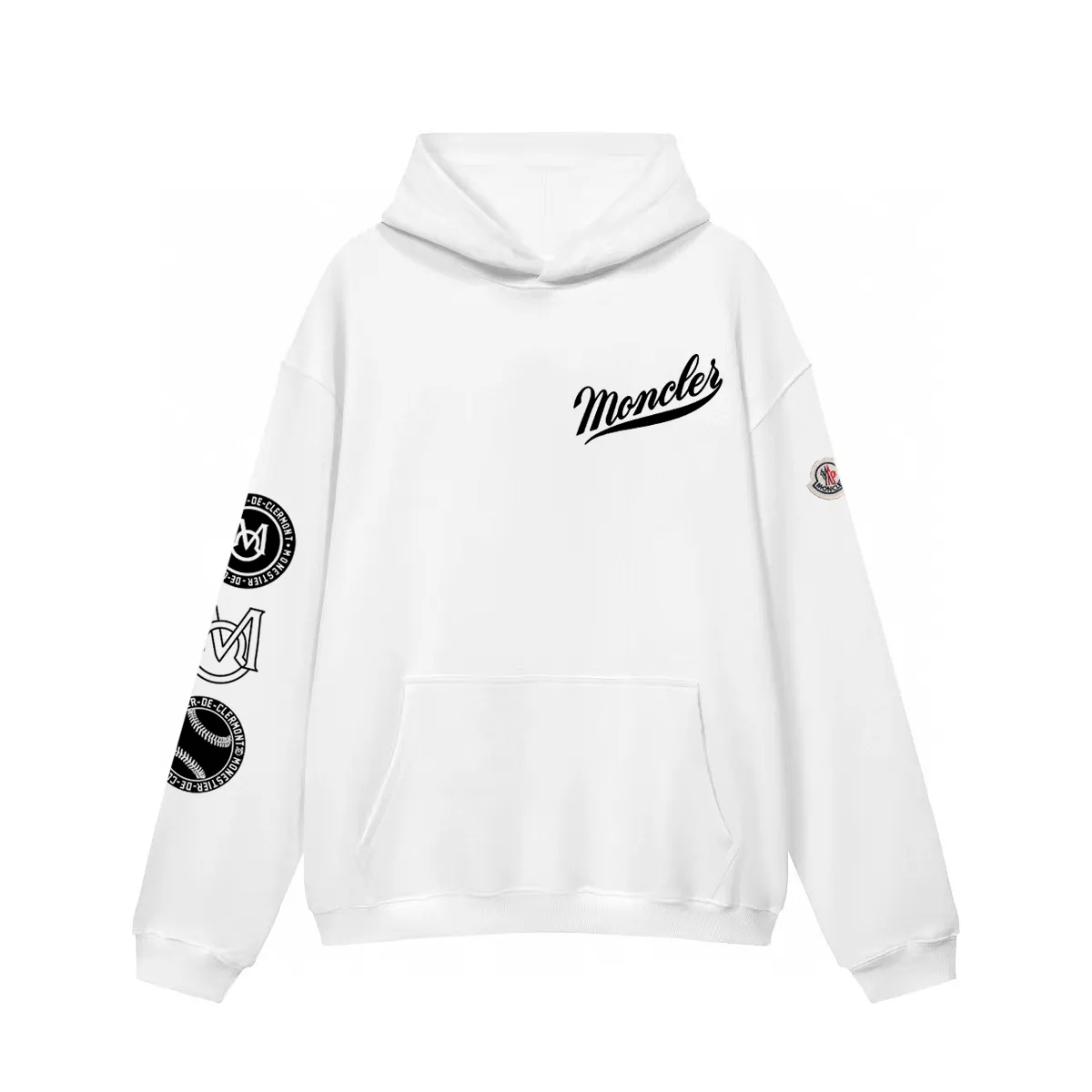 P270 Recommended with confidence, Moncler Mouth Mouth 480g Velvet Printed Hooded Sweatshirt Australian velvet fabric is soft and comfortable, does not shrink, does not deform, does not pill) Original customized accessories Collar label Wash mark Hang tag Packaging (perfect details) Color White Black Size XS-L - Copy (34) - Copy
