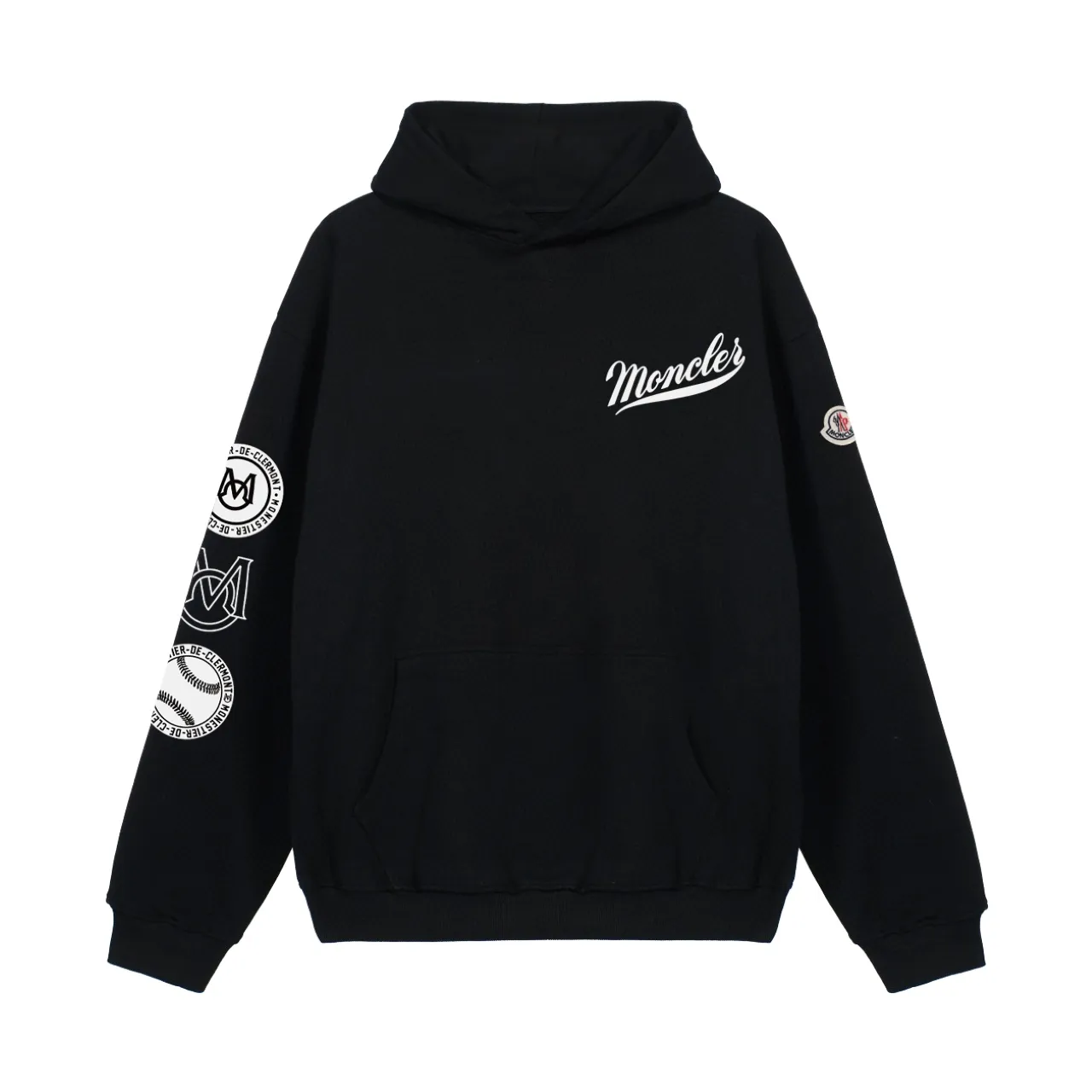 P270 Recommended model that will not be sold off the shelves, Moncler Mouth Mouth 480g Velvet Printed Hooded Sweatshirt, Australian velvet fabric is soft and comfortable, does not shrink, does not deform, does not pill) Original customized accessories Collar label Wash mark Hang tag Packaging (perfect details) Color White Black Size XS-L - Copy (33) - Copy