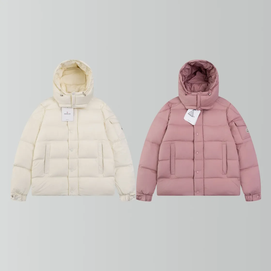 P720 top version Moncler/mask 24FWMarie70 winter women's down jacket, genuine synchronous anti-counterfeiting chip sensor! National standard 90 white duck down, high version of the classic series, never false goose down and other series of misleading! 15D nylon fabric/lining is of the highest standard, never velvet! The auxiliary materials and hardware are all custom-made from the original factory, 100% restoring the replica quality! The perfect combination of every link ensures the smoothness of each piece of clothing. Color: white pink