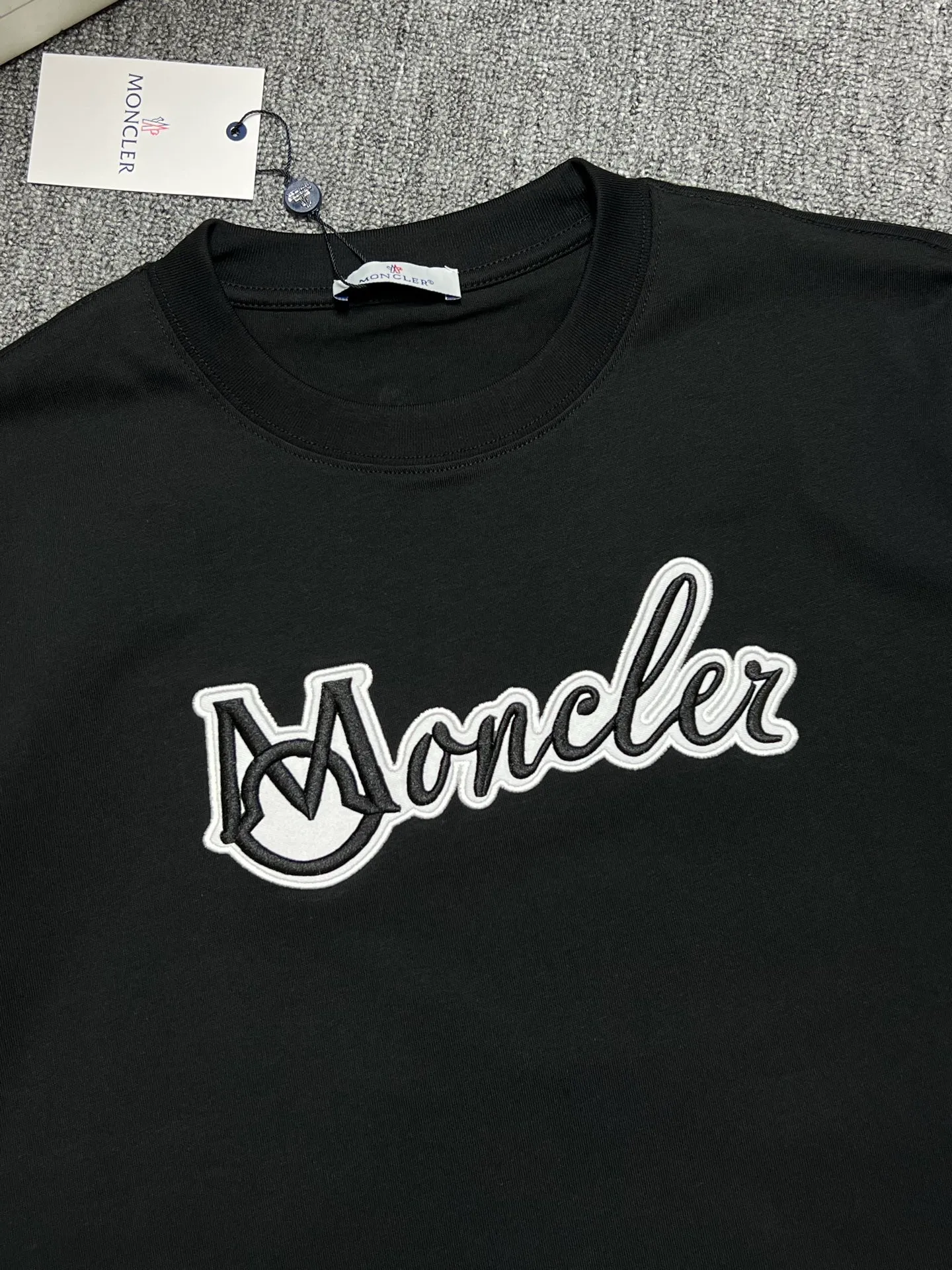 P160 MONCLER short-sleeved T-shirt Color: black white Size xs-L a Fabric: 280g